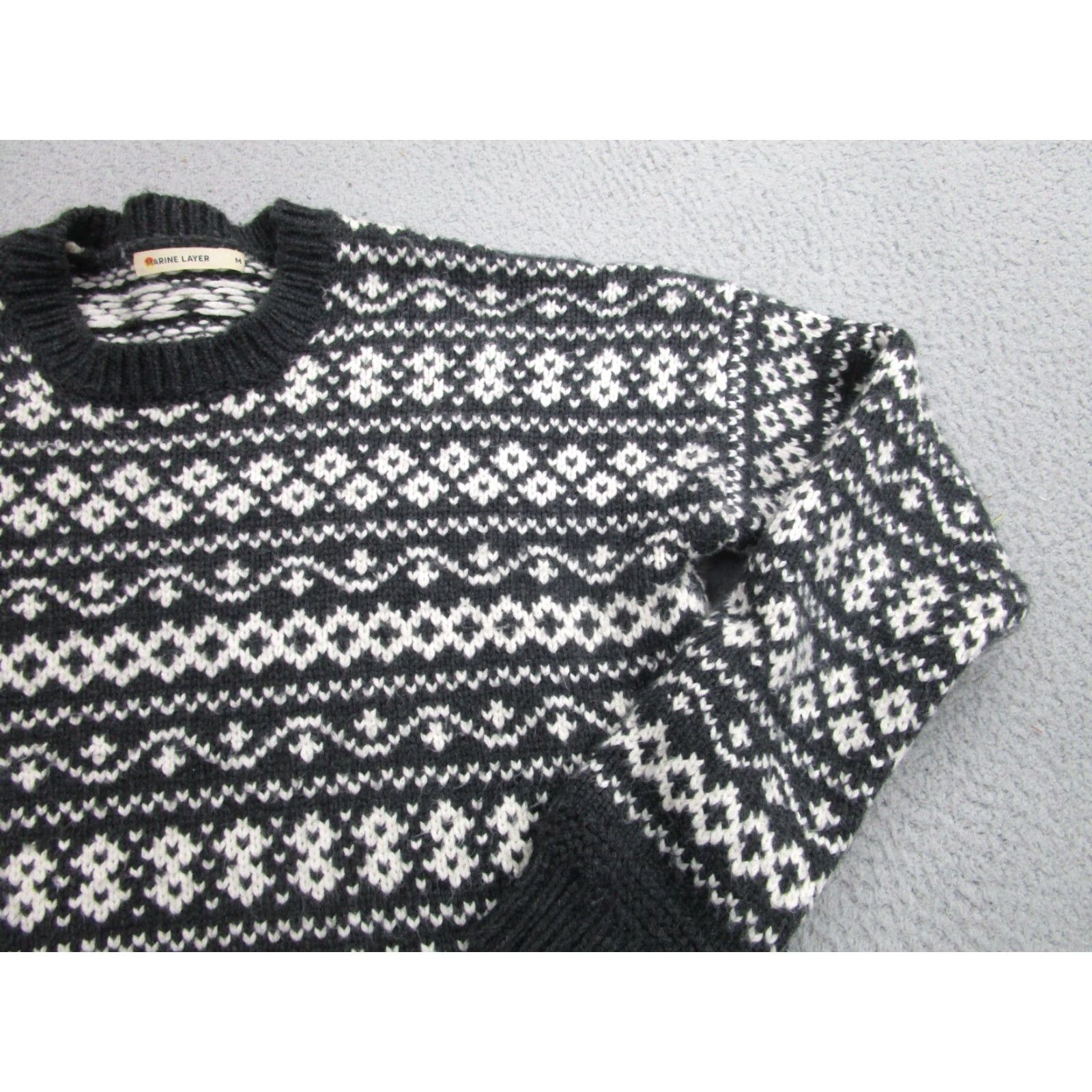 Marine Layer Marine Layer Gray Fair Isle Knit Sweater Women's M Wool Alpaca Pullover Size M / US 6-8 / IT 42-44 - 2 Thumbnail