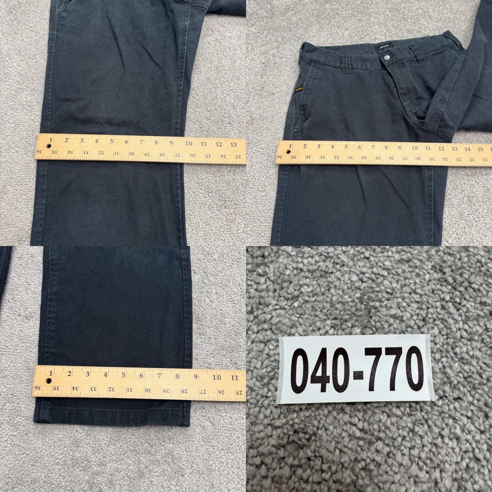 RVCA RVCA Americana Chino Pants Mens 31 Black Cotton Straight Flat Front Heavyweight Regular Size US 31 - 10 Thumbnail