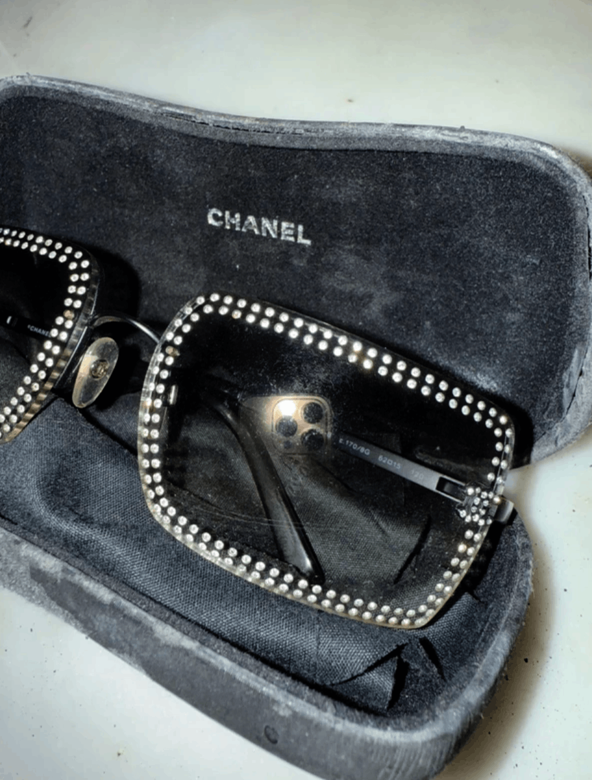 Chanel CHANEL Sunglasses 4105-B Rimless Rhinestone 4017 Shields Size ONE SIZE - 3 Thumbnail