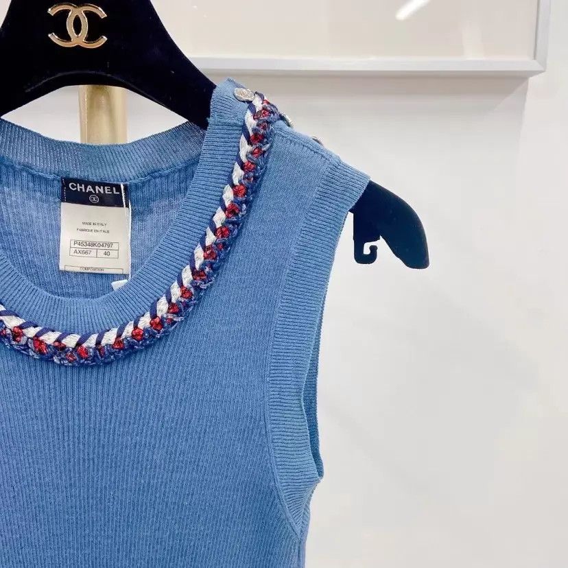 Chanel Chanel blue sleeveless top F40 Size M / US 6-8 / IT 42-44 - 3 Thumbnail