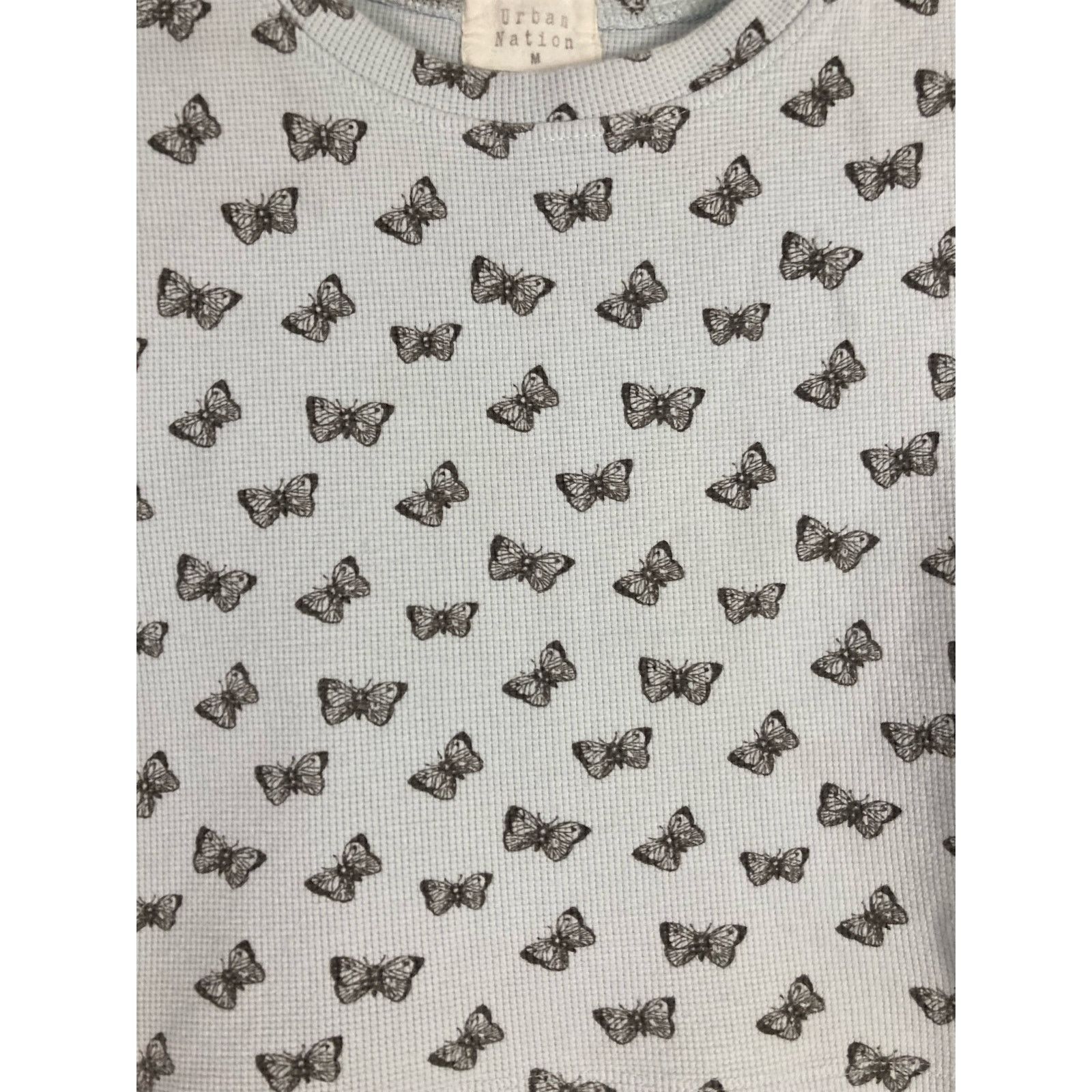 Other Urban Nation Women's M White Butterfly Print Crop Top Short Size M / US 6-8 / IT 42-44 - 7 Thumbnail
