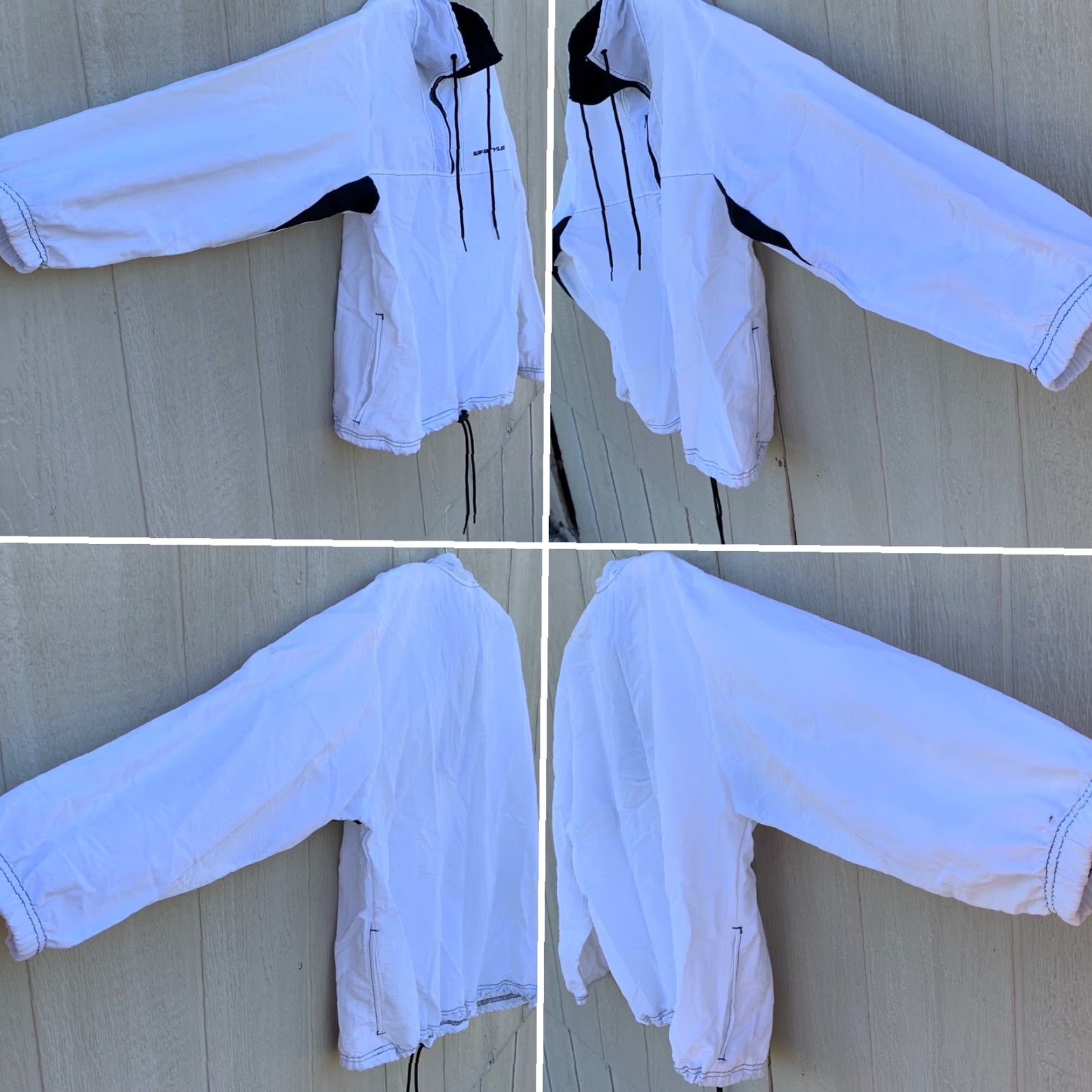 Vintage VINTAGE Surf Style Windbreaker Jacket M/L Adult White Nylon Logo Zipper Pockets 80s 90s Retro Beach Unisex Mens Womens Size US M / EU 48-50 / 2 - 3 Thumbnail
