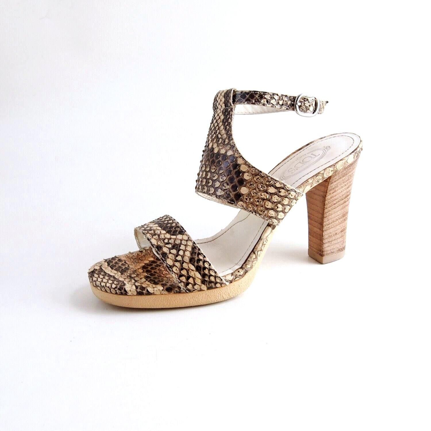 Tod's TODs Strappy Sandals Brown Python Snakeskin US 6 EU 36 Size US 6 / IT 36 - 1 Thumbnail