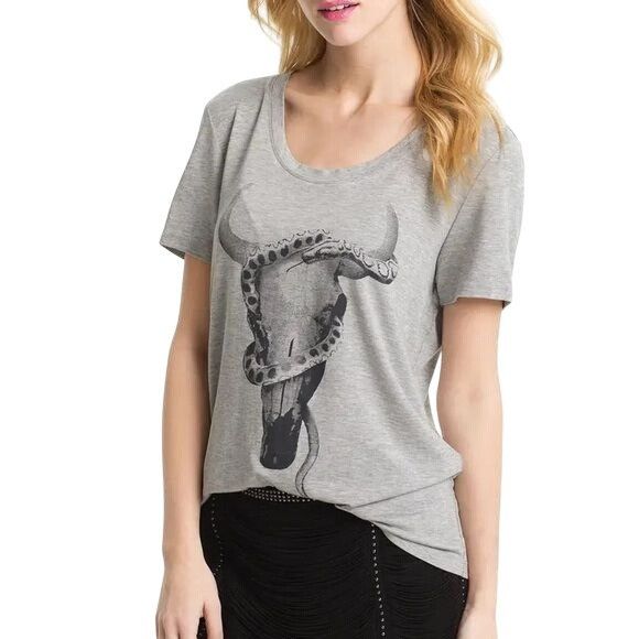 Haute Hippie Haute Hippie Longhorn & Snake Graphic Tee Heather Size XS / US 0-2 / IT 36-38 - 1 Thumbnail