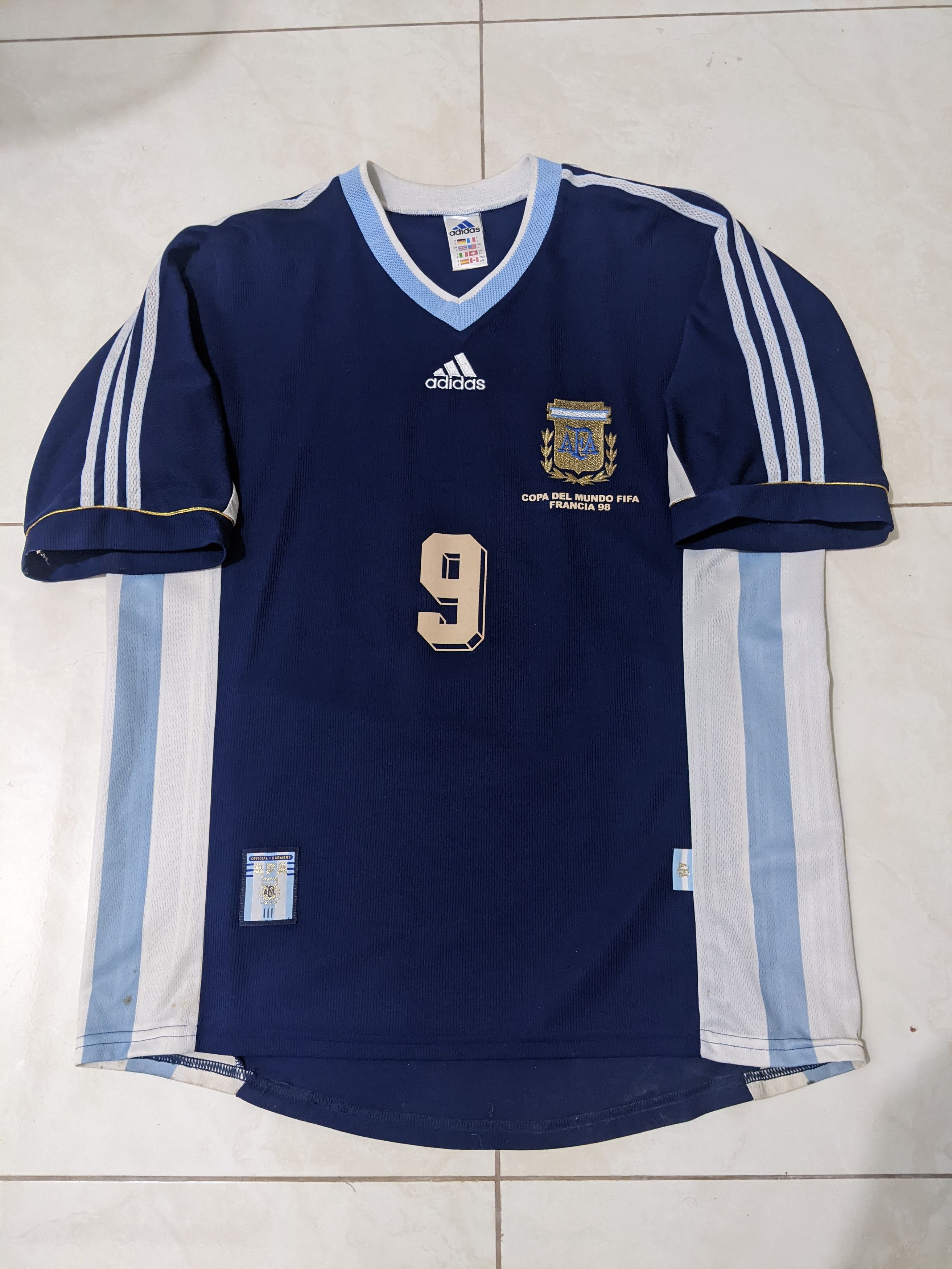 Adidas Argentina world cup 1998 Batistuta Jersey football shirt Size US L / EU 52-54 / 3 - 1 Thumbnail
