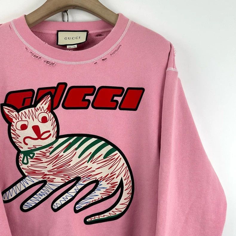 Gucci Gucci Pink Cat Graphic Sweatshirt-2505 Size XS / US 0-2 / IT 36-38 - 5 Thumbnail