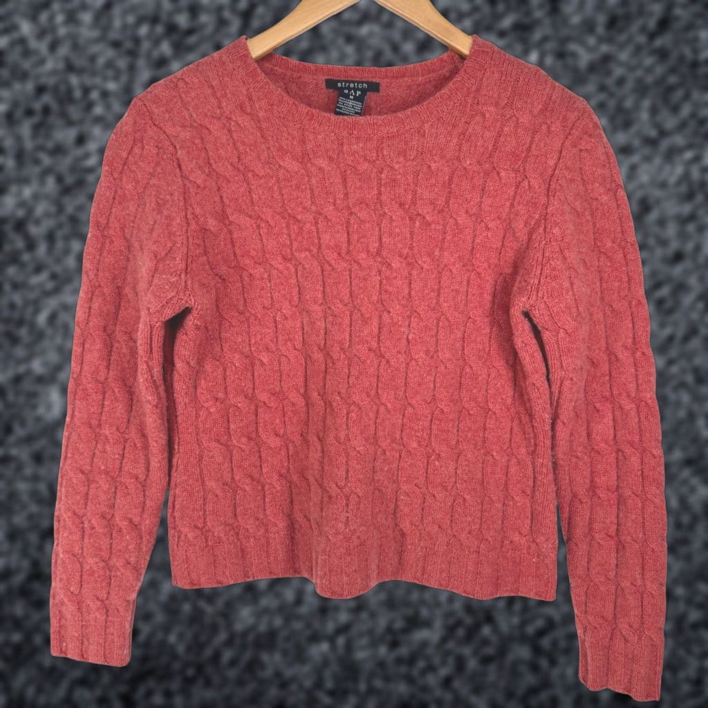Gap Vtg Gap Womens Fisherman Lambswool Cable Knit Sweater Medium Crew Neck Chunky Size M / US 6-8 / IT 42-44 - 1 Thumbnail