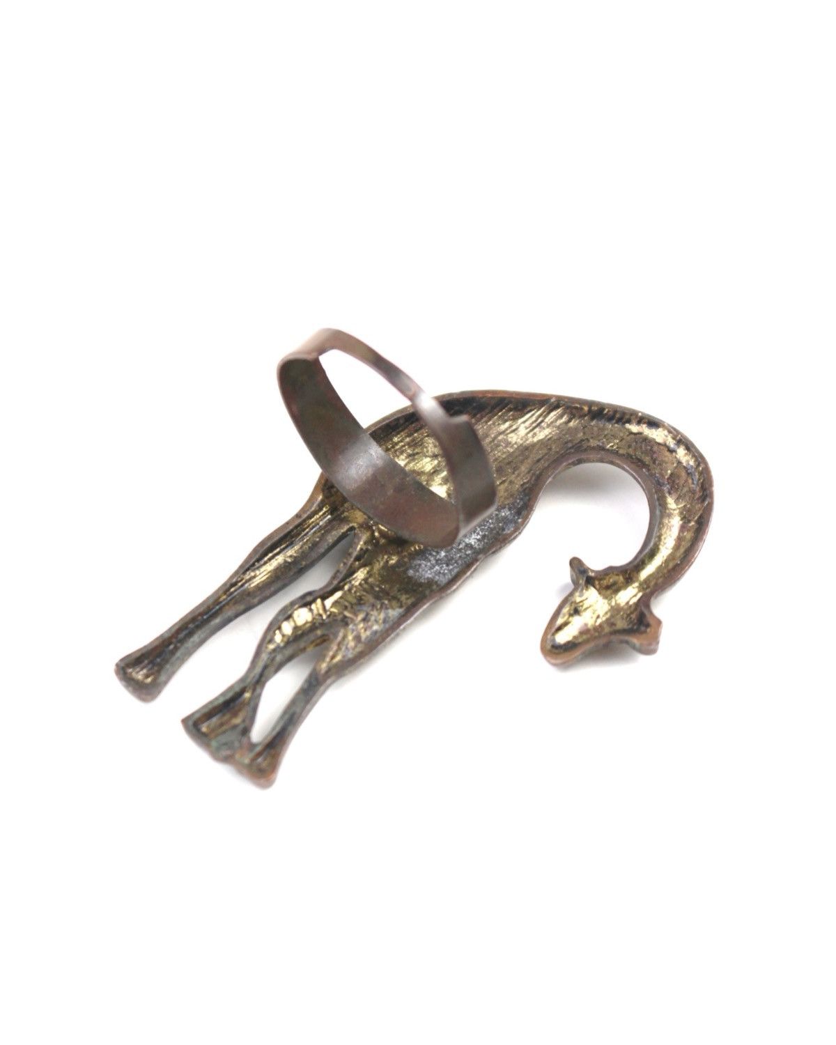 Vintage 2000S JAPANESE MADE GIRAFFE MOTIF BRONZE RING Size ONE SIZE - 3 Thumbnail