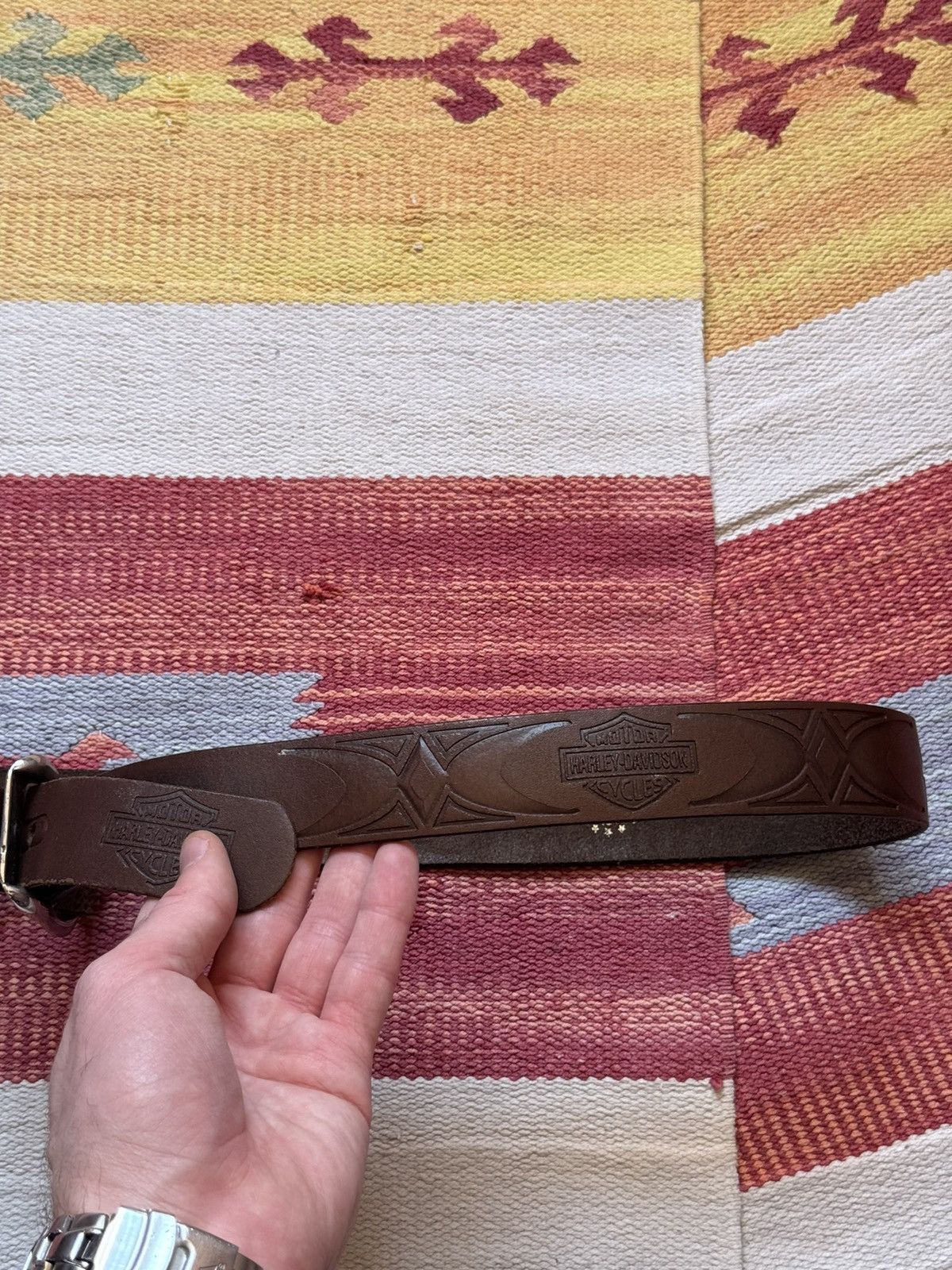 Genuine Leather Vintage 90s Women’s Harley Davidson y2k Genuine Leather Belt Size ONE SIZE - 4 Thumbnail