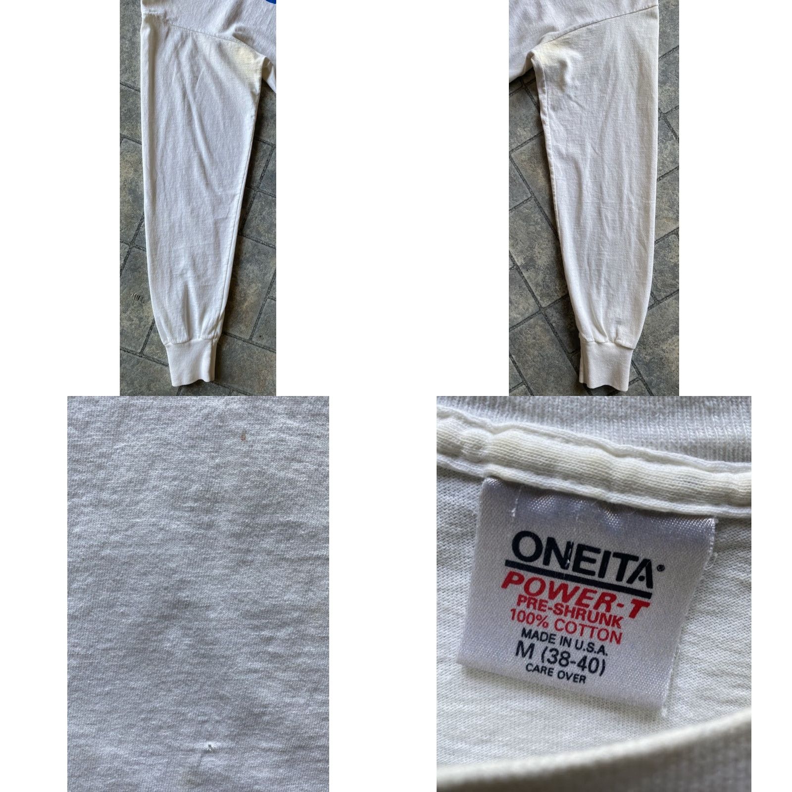 Vintage VINTAGE Oneita Long Sleeve Shirt USA Men’s Medium White Flaws Wear 90s shirt Mens Size US M / EU 48-50 / 2 - 8 Thumbnail