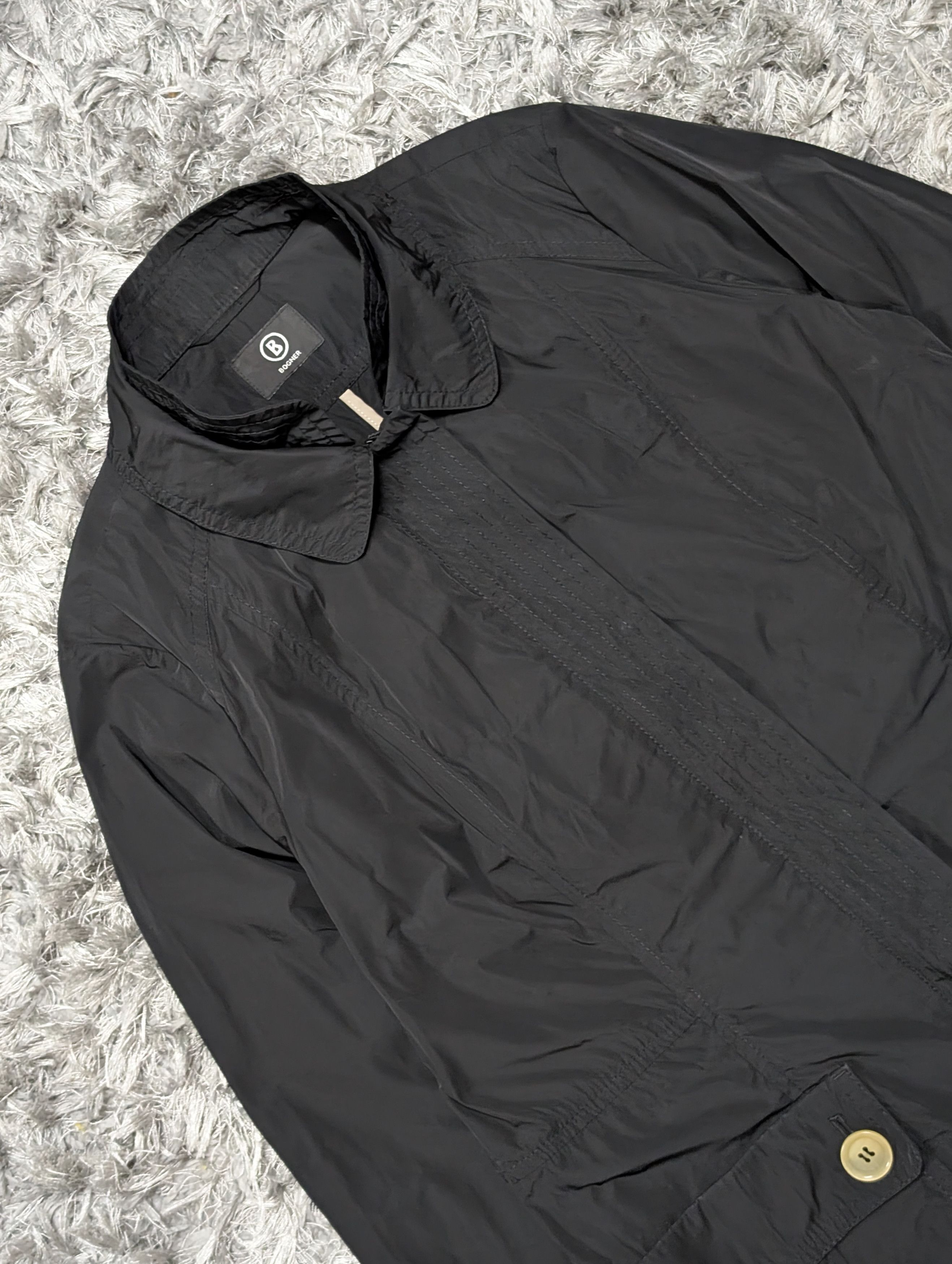 Bogner Bogner Black Solid Light Trench Coat Mid Length Jacket Size XL / US 12-14 / IT 48-50 - 4 Thumbnail