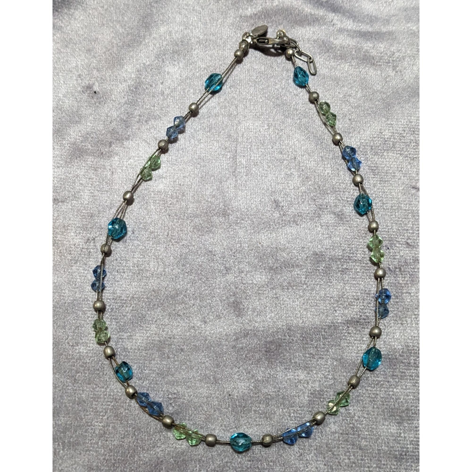 Express Express Blue And Silver Tone Beaded Casual Necklace Size ONE SIZE - 8 Thumbnail