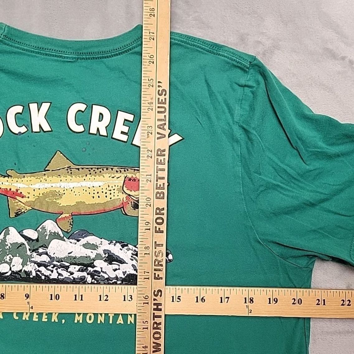 Vintage Rock Creek Fisherman's Mercantile Shirt Mens M Green Trout Graphic Montana Retro Size US M / EU 48-50 / 2 - 5 Thumbnail