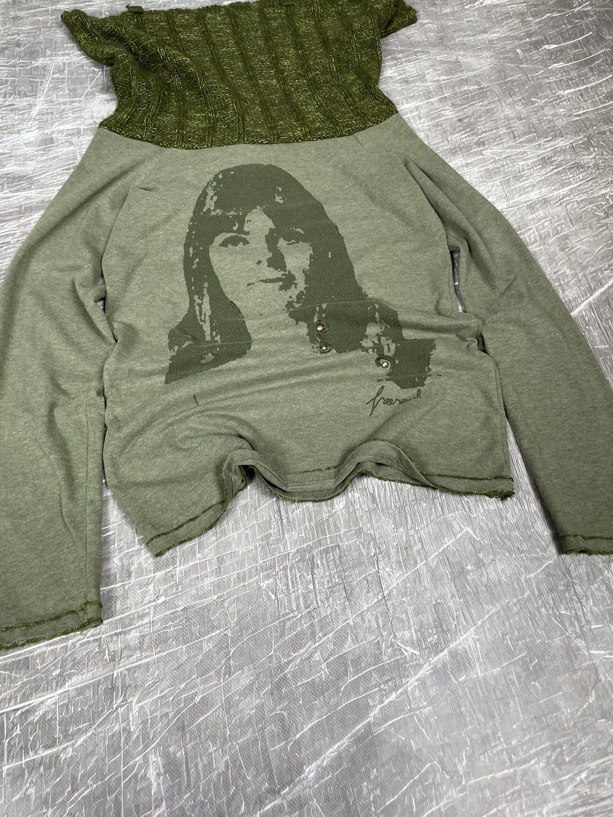 20471120 × Hysteric Glamour × Japanese Brand 2000s Y2K Wide Knit Neck Long Sleeve Beauty Beast Punk Vibe Size US S / EU 44-46 / 1 - 6 Thumbnail