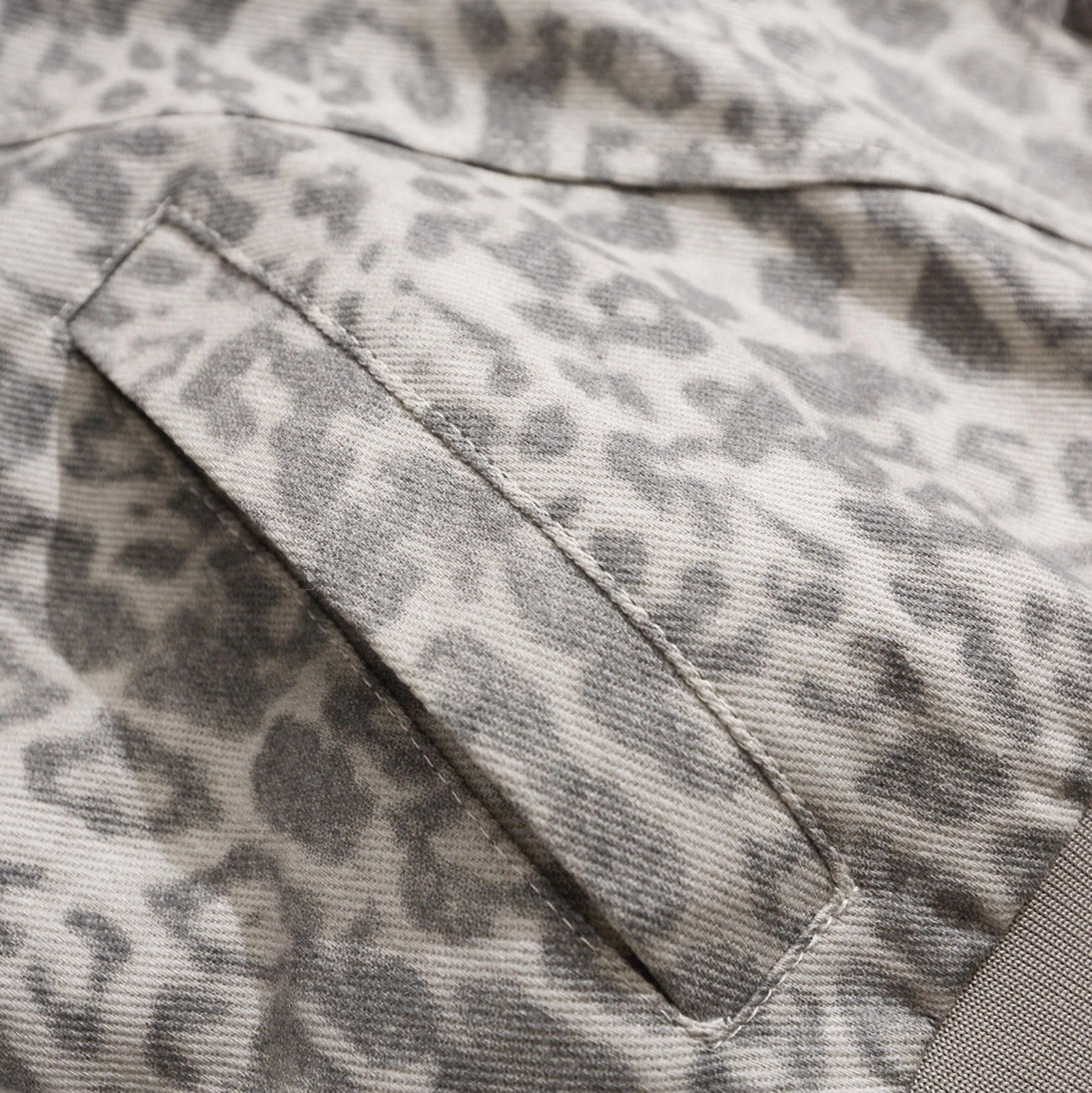 Other Gray Leopard Print Faux Fur Collar Bomber Jacket Size US M / EU 48-50 / 2 - 3 Thumbnail