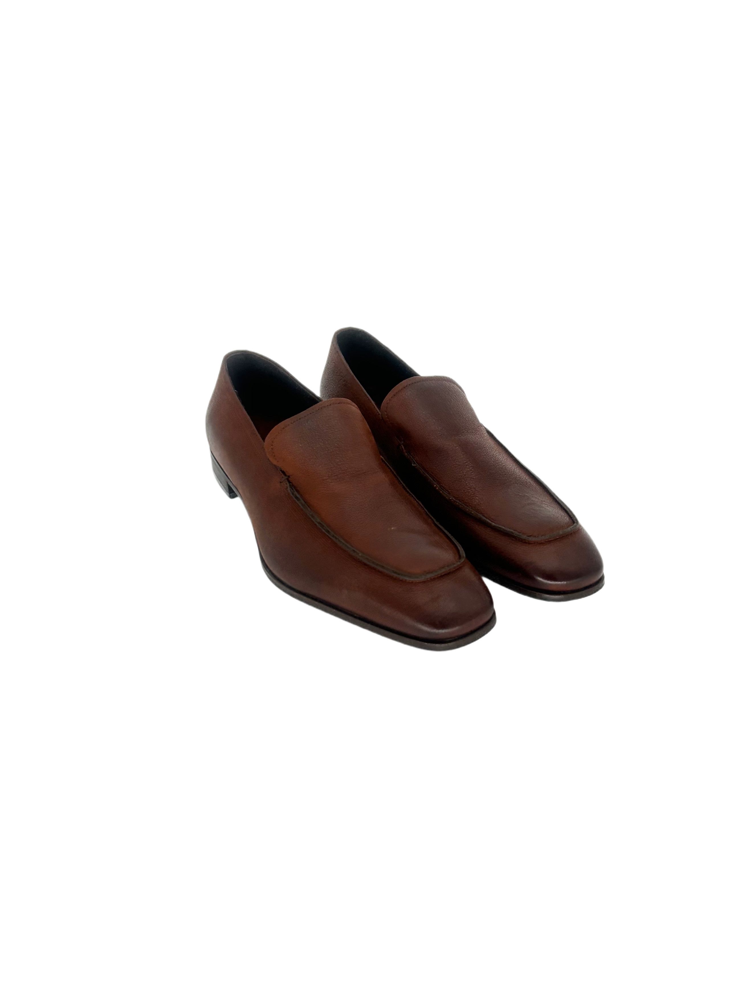 Prada Prada Brown Grain Leather Loafer Size US 9.5 / EU 42-43 - 1 Thumbnail