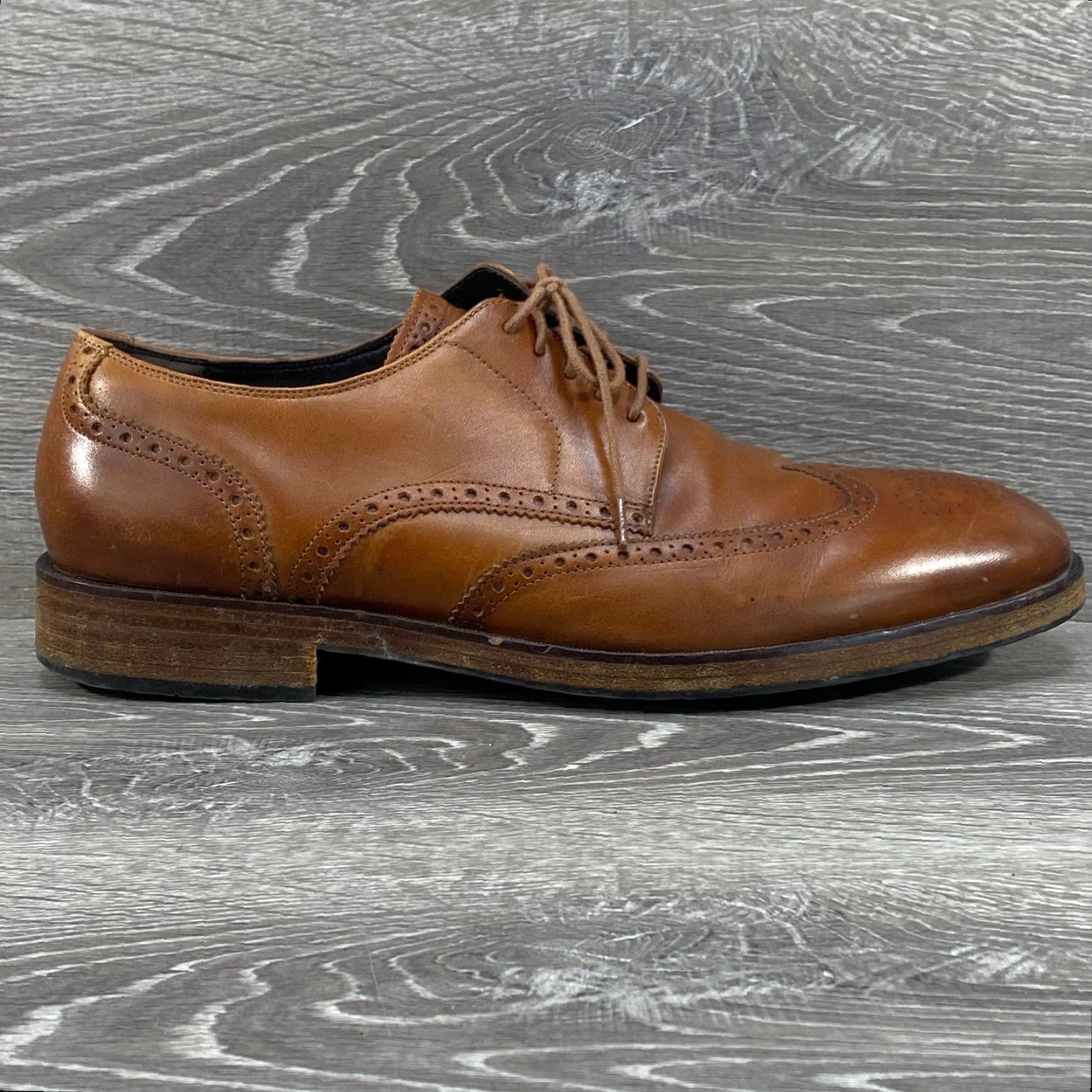 Cole Haan Cole Haan C24168 Harrison British Tan Leather Grand Os Wingtip Oxfords Size 11 M Size US 11 / EU 44 - 2 Thumbnail