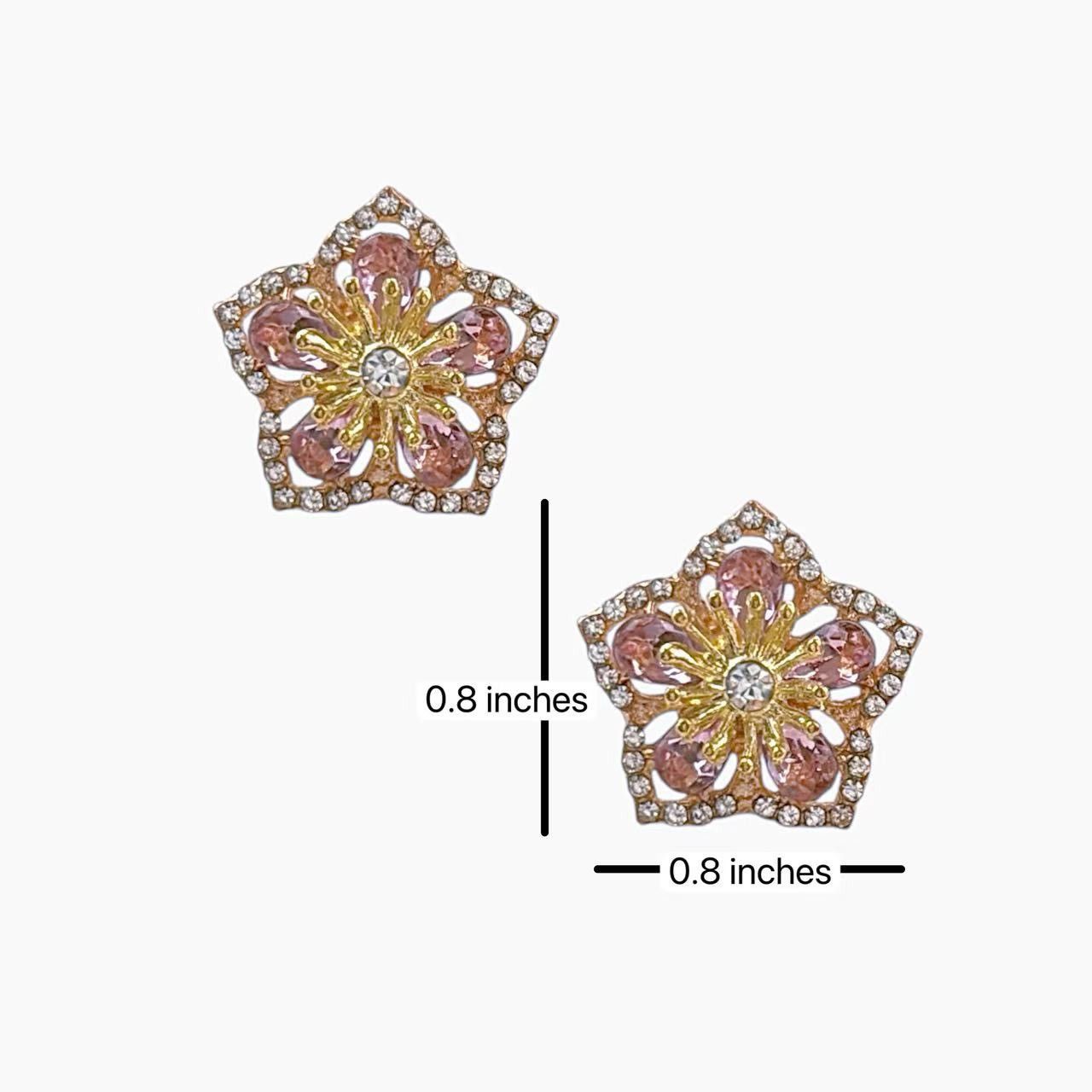 Other CZ Pink Flower Stud Earrings for Women Size ONE SIZE - 6 Thumbnail