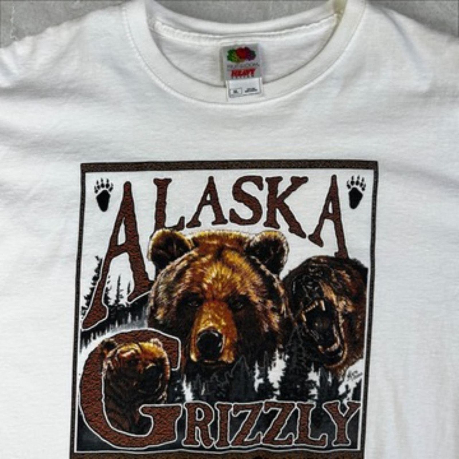 Fruit Of The Loom Vintage 2000 Alaska Grizzly Tee White Size US XL / EU 56 / 4 - 2 Thumbnail