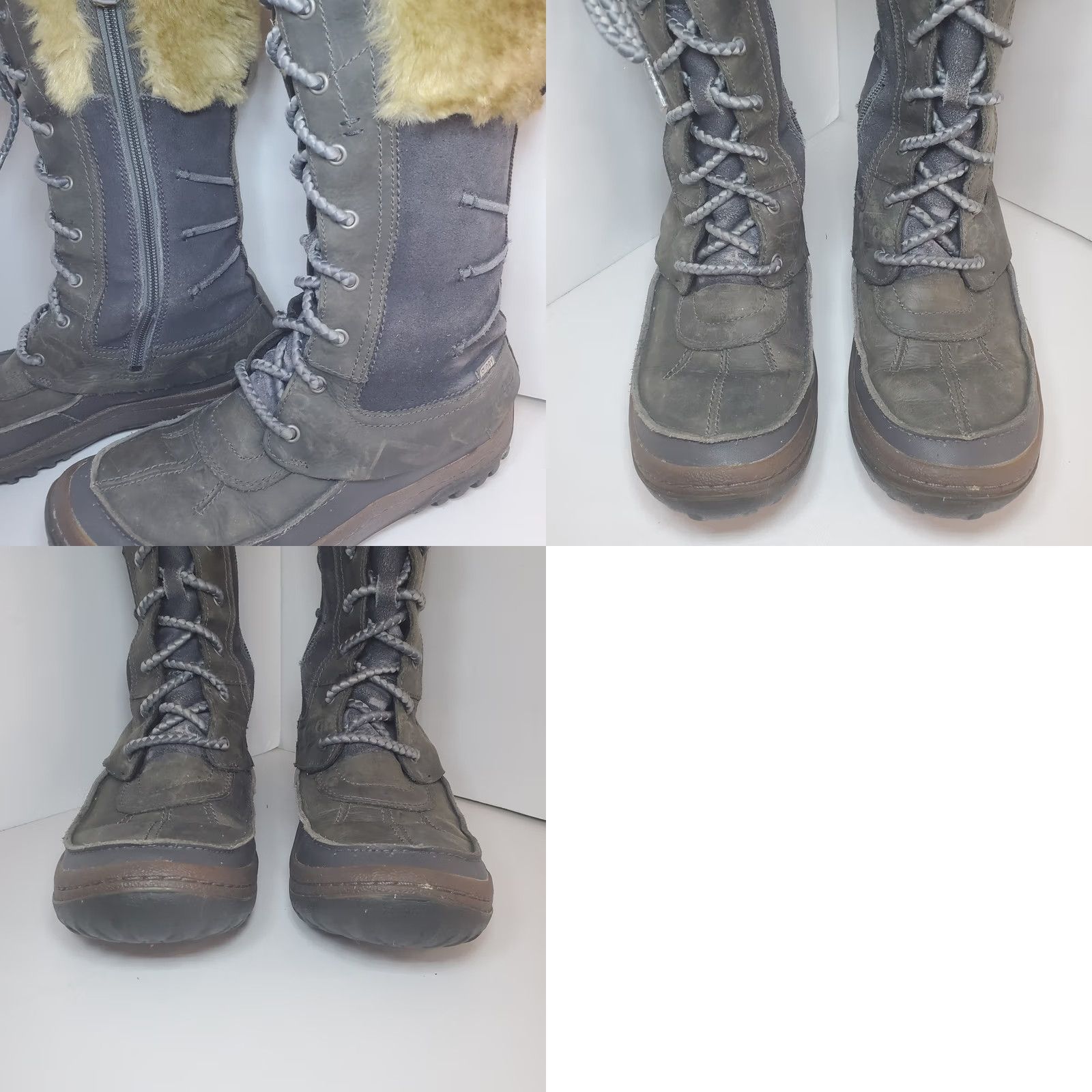 Merrell MERRELL Boots Womens Sz 8 Winter Leather Suede Tall Lace Up Faux Fur Wild Dove Size US 8 / IT 38 - 10 Thumbnail