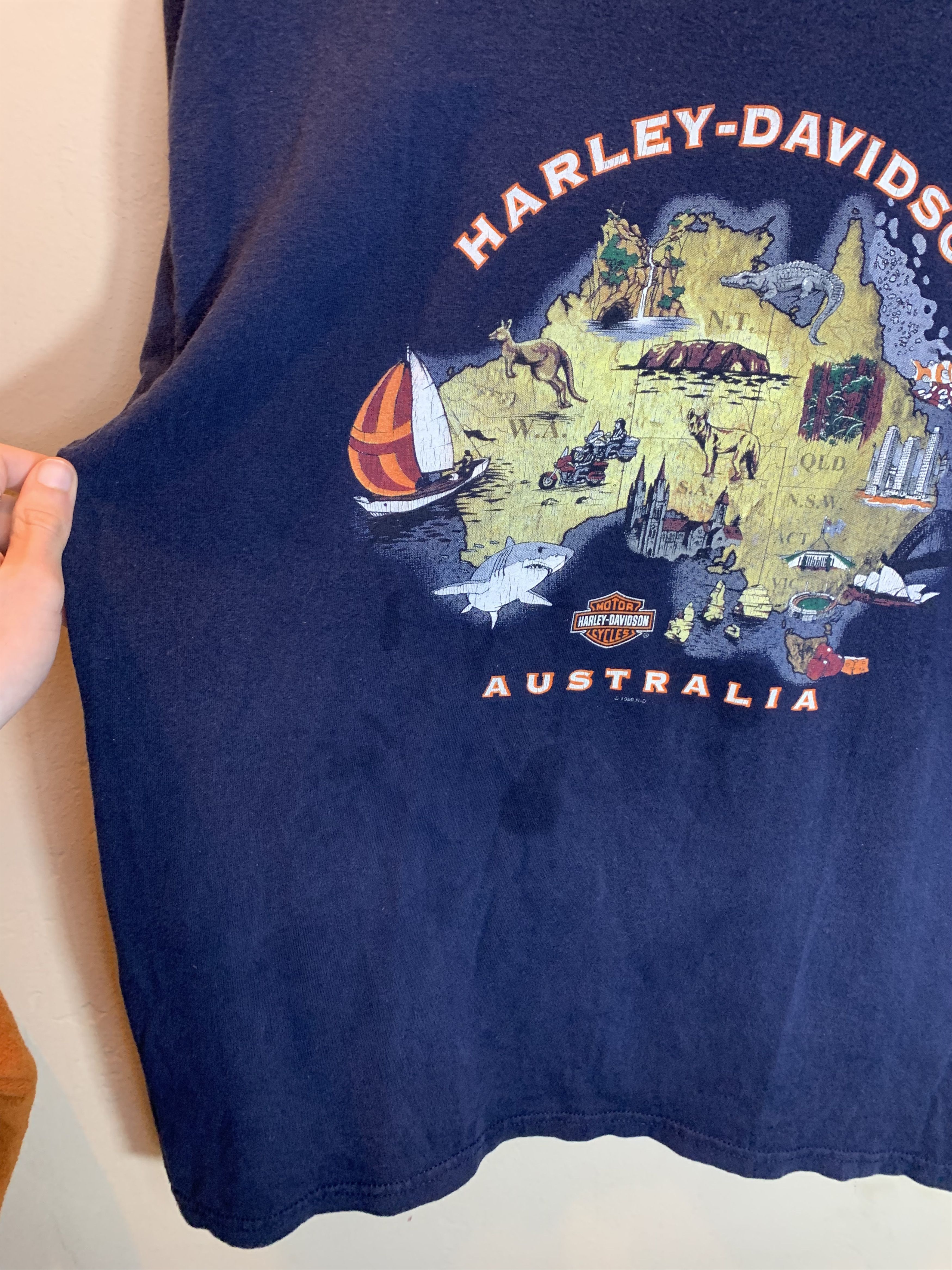 Harley Davidson RARE Vintage 90s Harley Davidson Australia Biker Art T-Shirt Size US L / EU 52-54 / 3 - 6 Thumbnail
