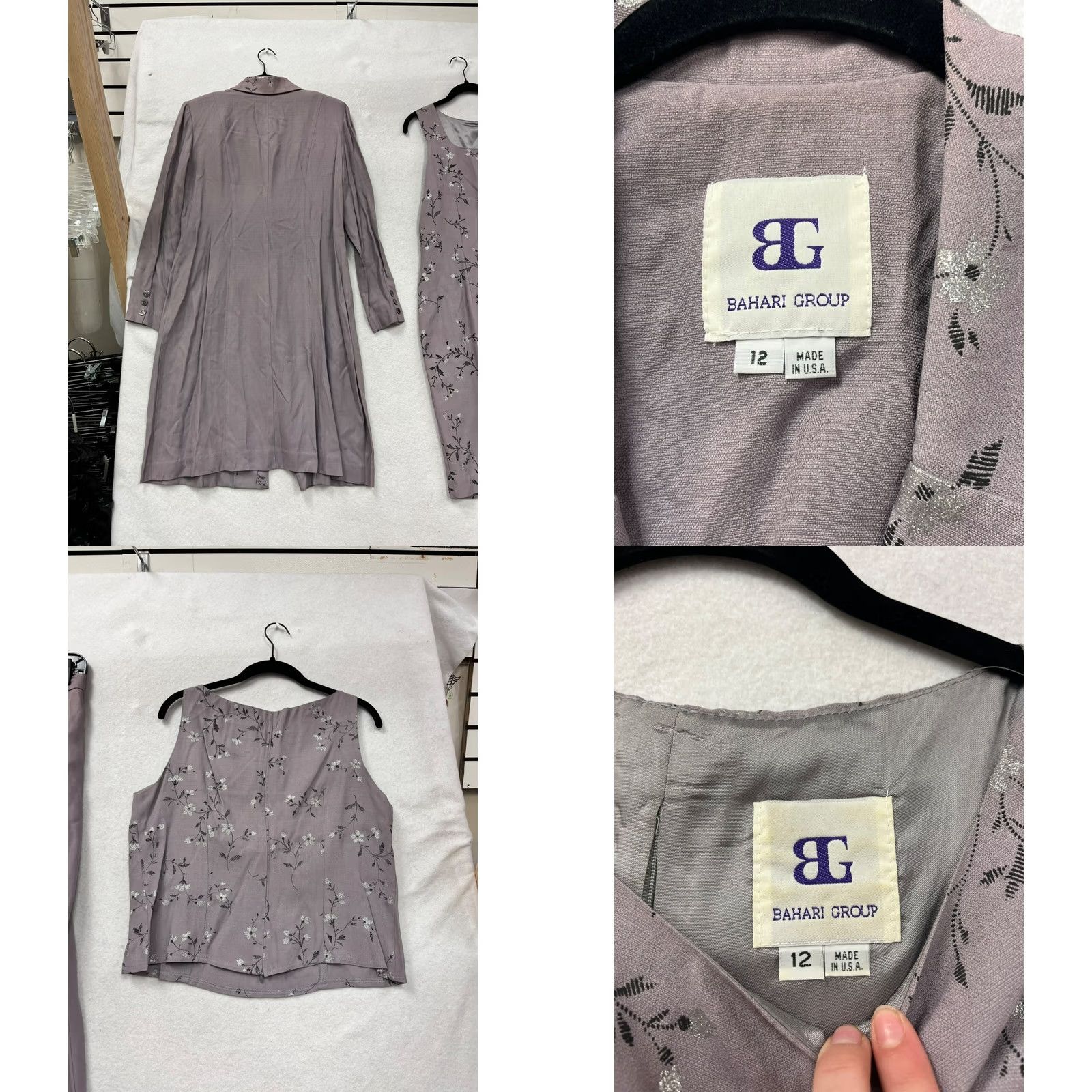 Vintage VINTAGE Bahrain Group Outfit 4Pc Women 12 Lavender Floral Embroidery Dress Pants Top Coat Women’s Mens Size US 12 / IT 42 - 9 Thumbnail