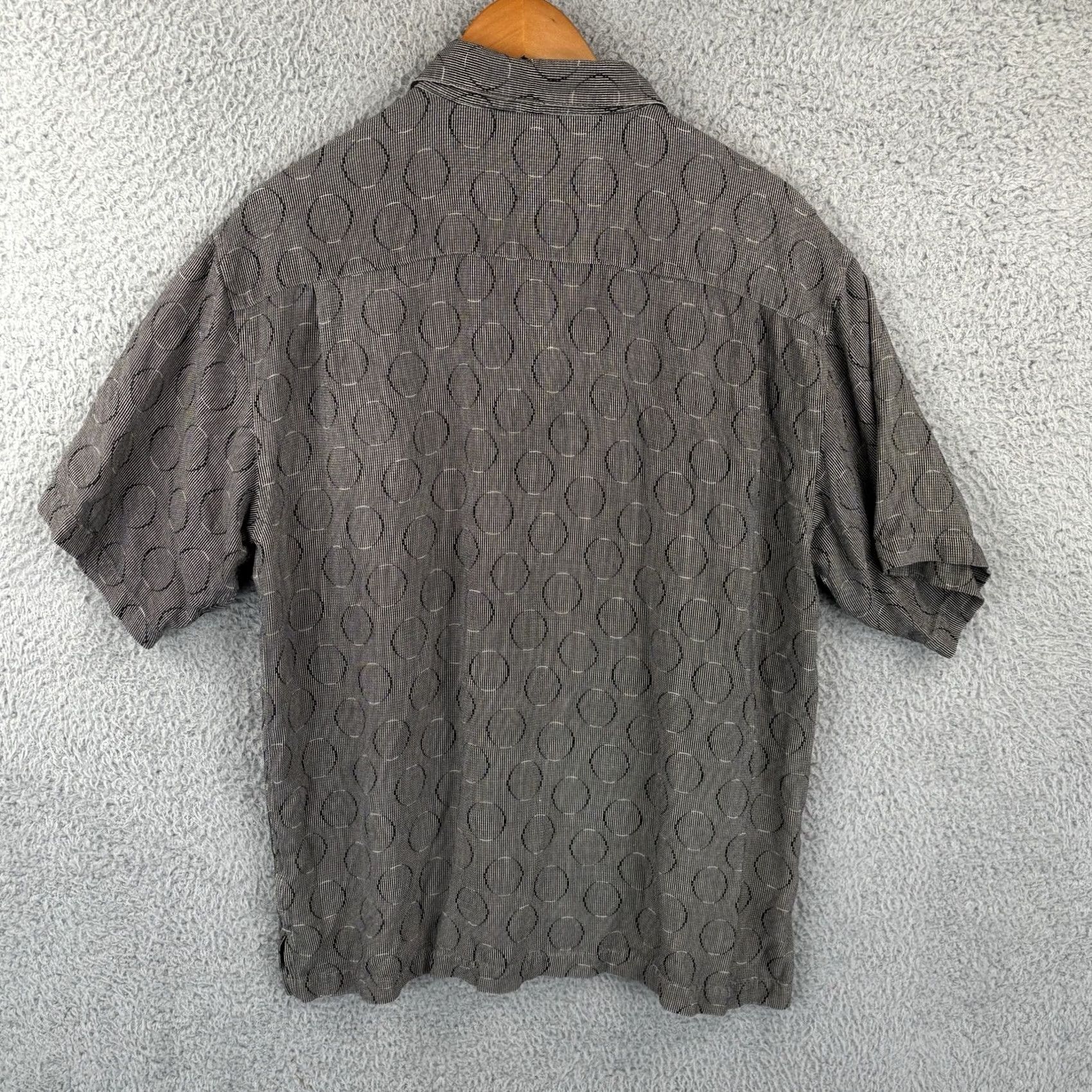 Pronto Uomo Pronto Uomo Silk Shirt Mens XL Gray Short Sleeve Button-Up Geometric Casual Shirt Size US XL / EU 56 / 4 - 4 Thumbnail