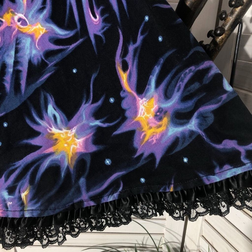 Vintage Y2K gypsy skirt Avant Garde star circle purple black lace XS Size 24" / US 00 / IT 34 - 3 Thumbnail