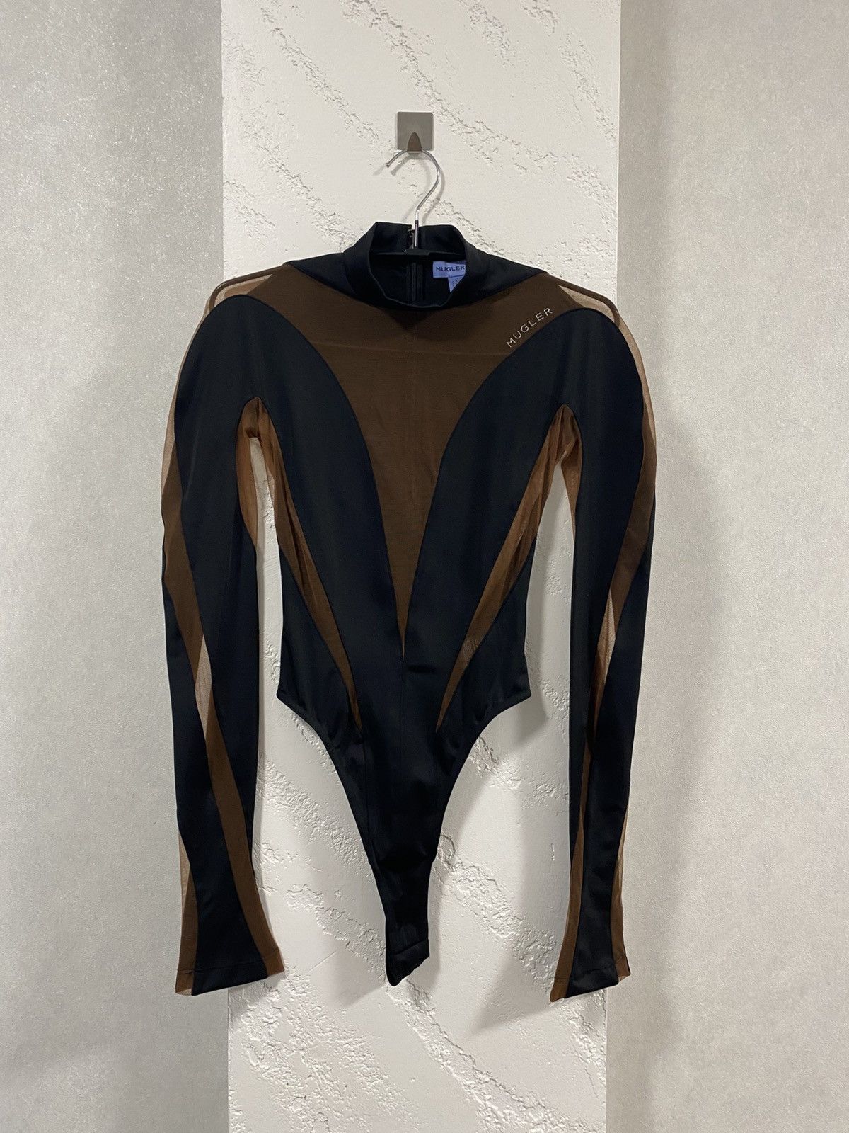 H&M × Mugler Mugler X H&M Rare Black & Brown Mesh Panel Bodysuit Size XS / US 0-2 / IT 36-38 - 1 Thumbnail