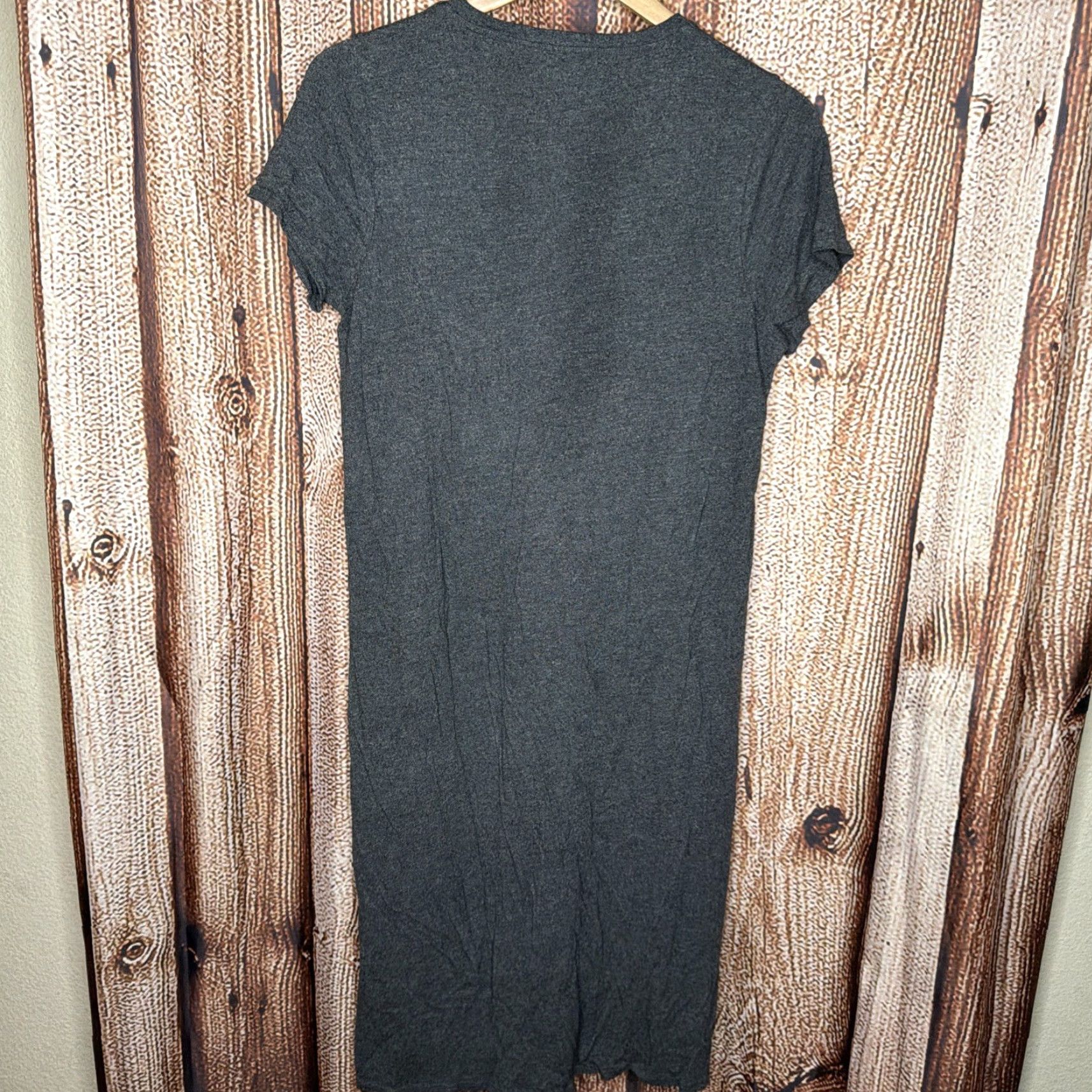 Madewell Madewell T-Shirt Dress Shirt Dress Charcoal Heather Gray Midi V-Neck Short Sleeve L Madewell Women Bohemian City Classic Preppy 90s? Size L / US 10 / IT 46 - 3 Thumbnail