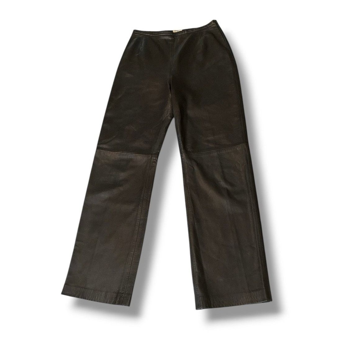 Malo Malo Italian leather high rise straight leg trousers Size 30" / US 8 / IT 44 - 3 Thumbnail