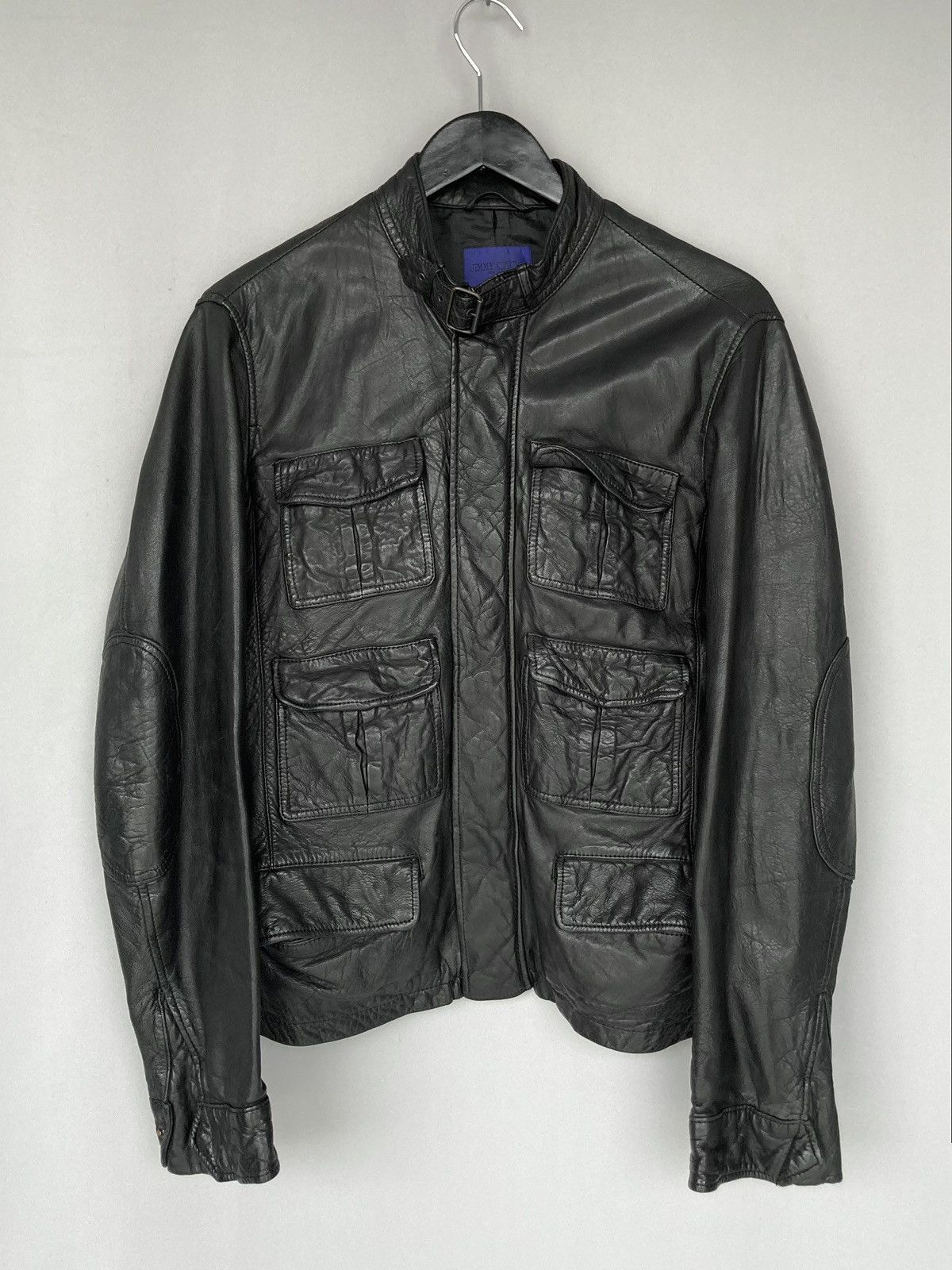 image of Archival Clothing x Jimmy Choo Vintage Jimmy Choo For H&m Multipocket Leather Biker Jacket in Black