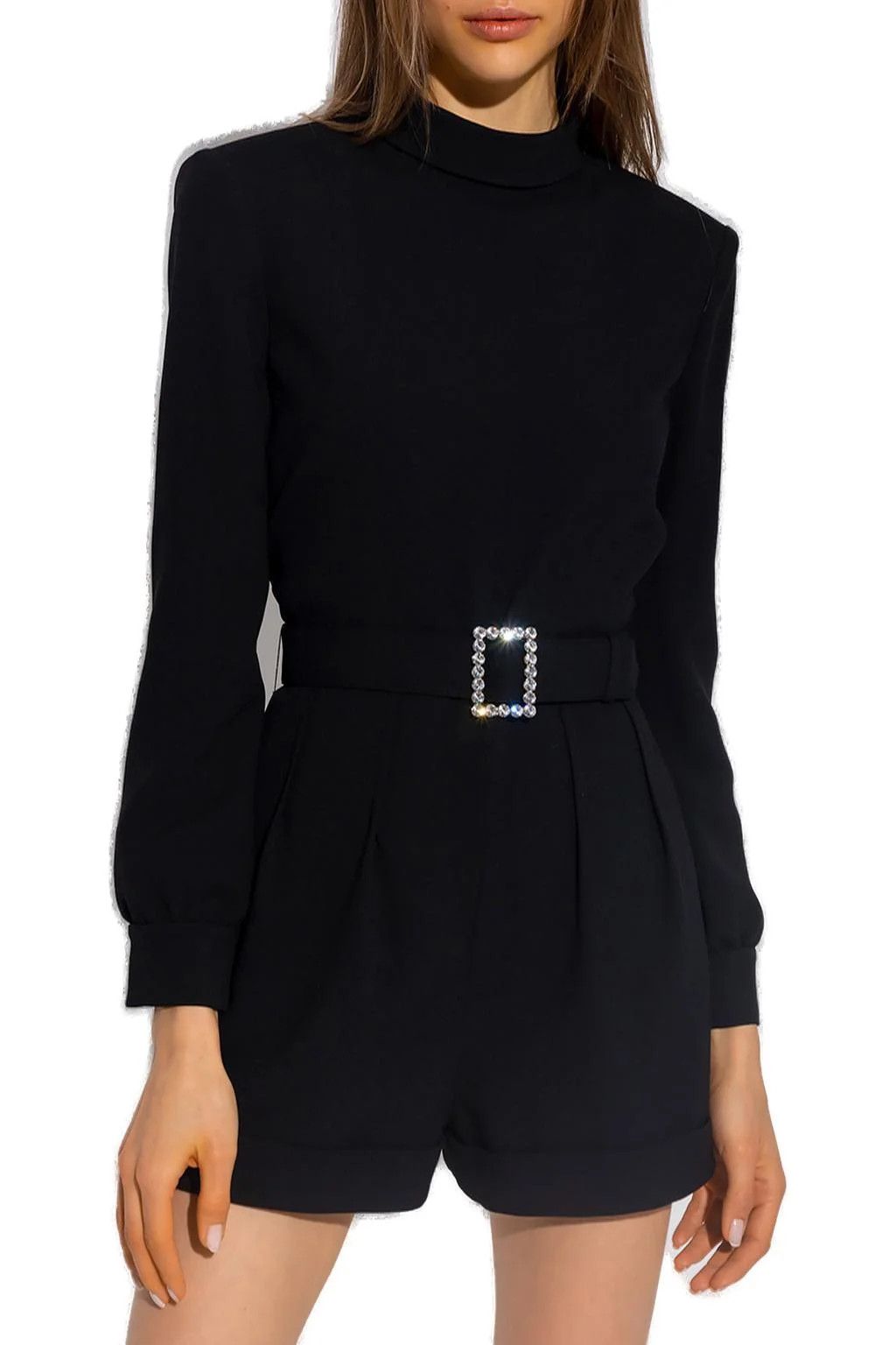 Saint Laurent Paris o1la1rc1a0425 686988 Backless Playsuit in Sablé in Black Size L / US 10 / IT 46 - 3 Thumbnail
