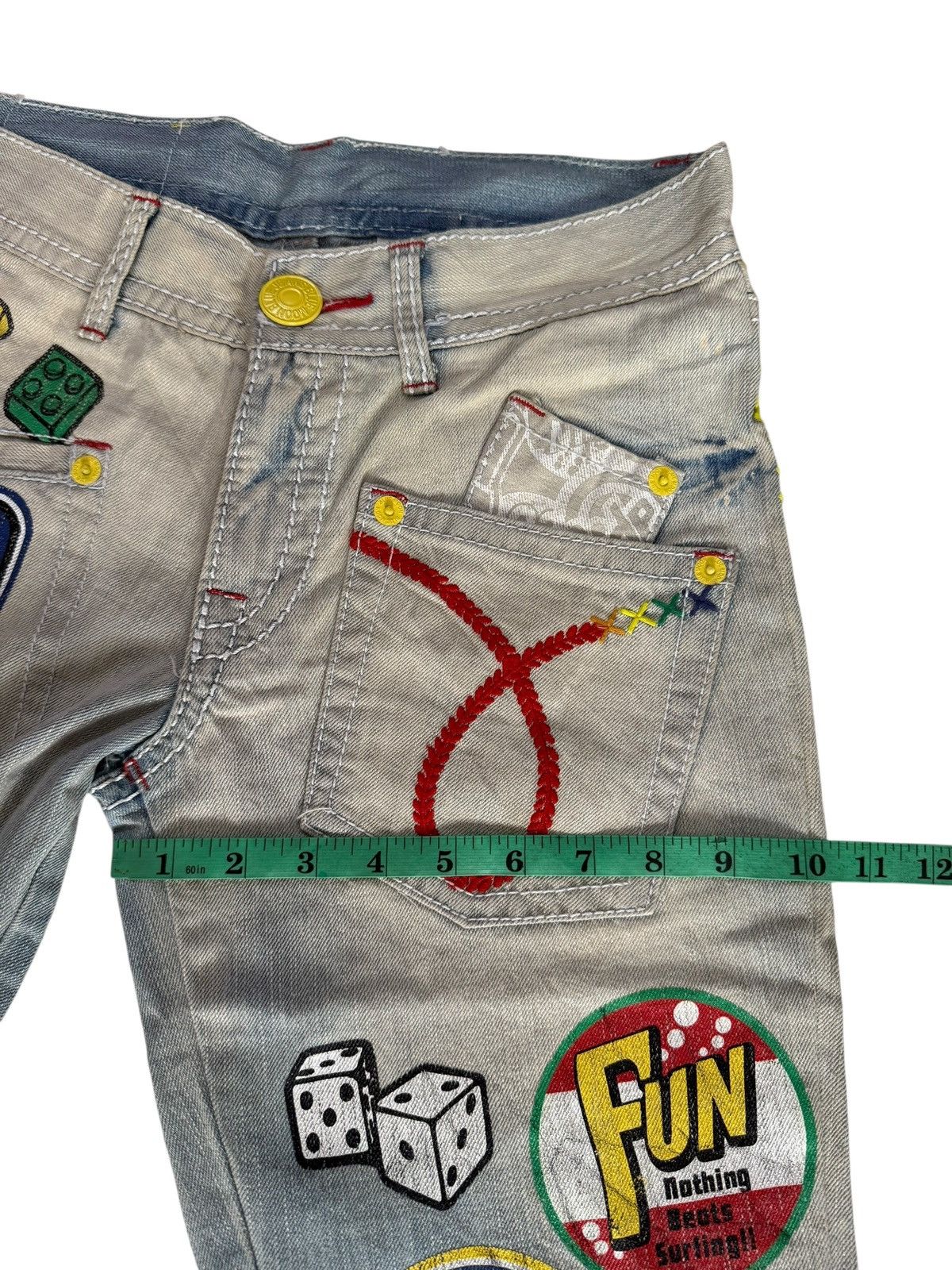Japanese Brand Y2K Blue Moon Blue Denim Jeans Design Art Hippie Style Size US 28 / EU 44 - 13 Thumbnail