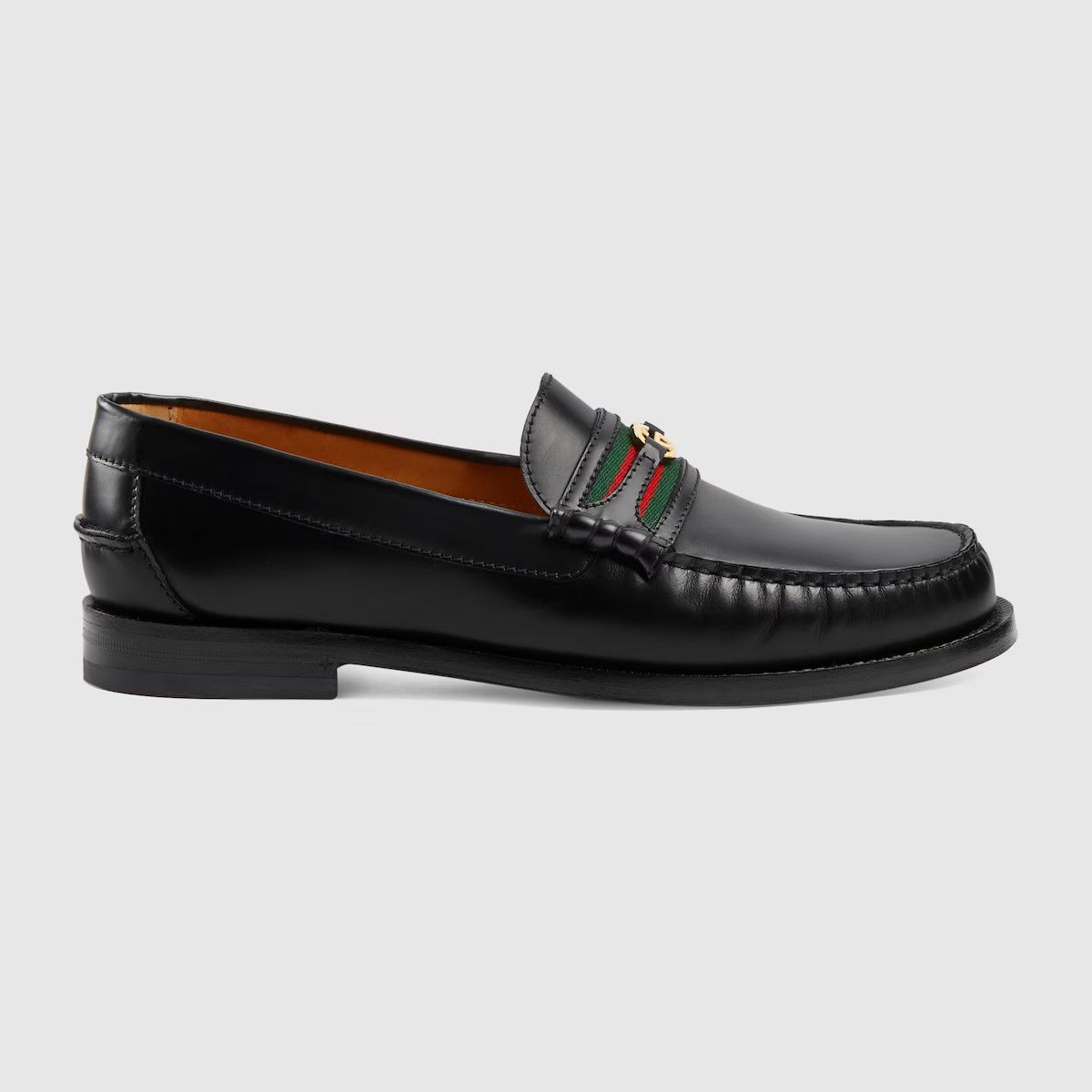Gucci GUCCI LOAFERS SHOES BUCKLE LEATHER BLACK ‎644724 17X10
