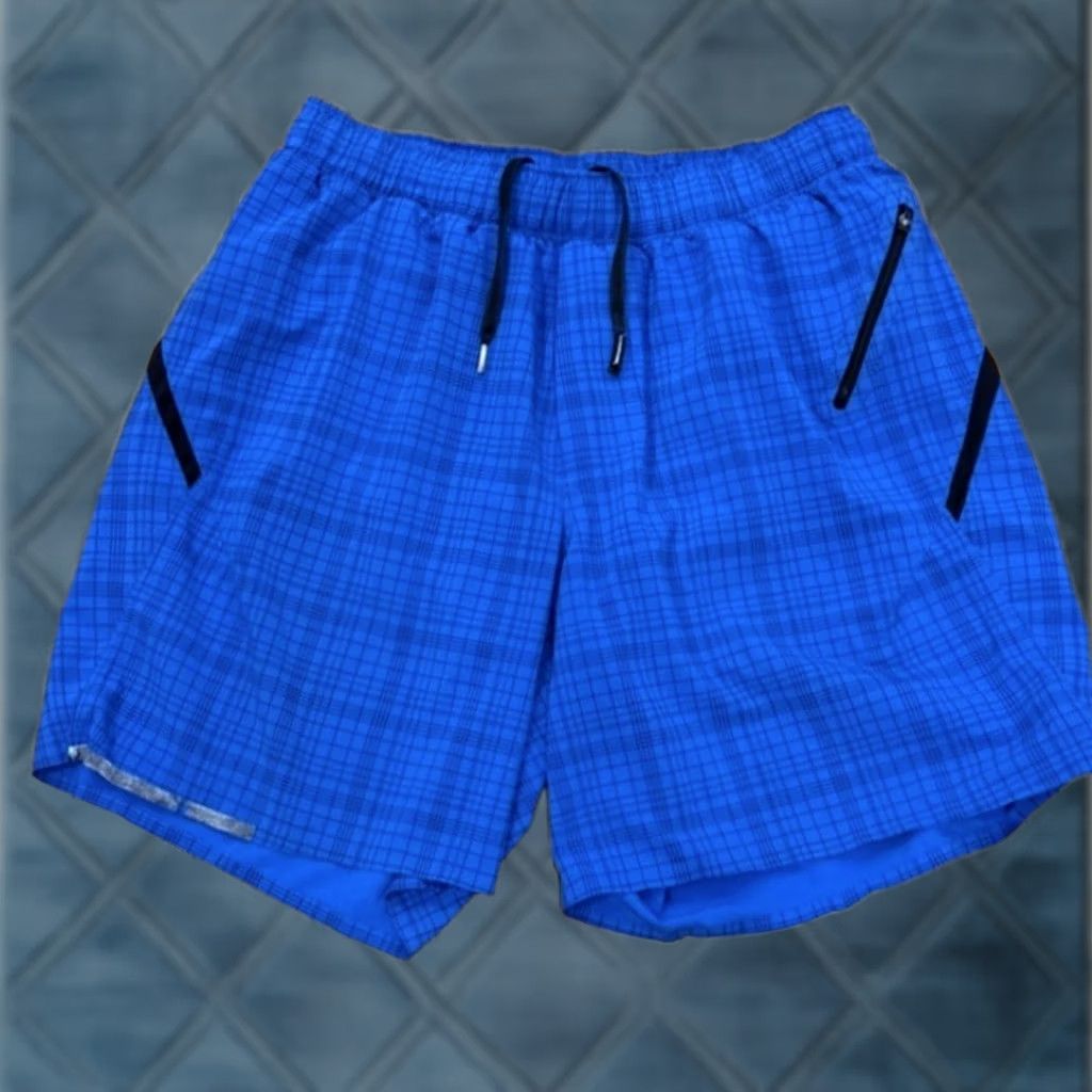 Lululemon Lululemon Pace Breaker Shorts Mens M Blue Plaid Lined 7" Running Gym Fashion Athletic Modern Outdoor Sports Size US 31 - 1 Thumbnail