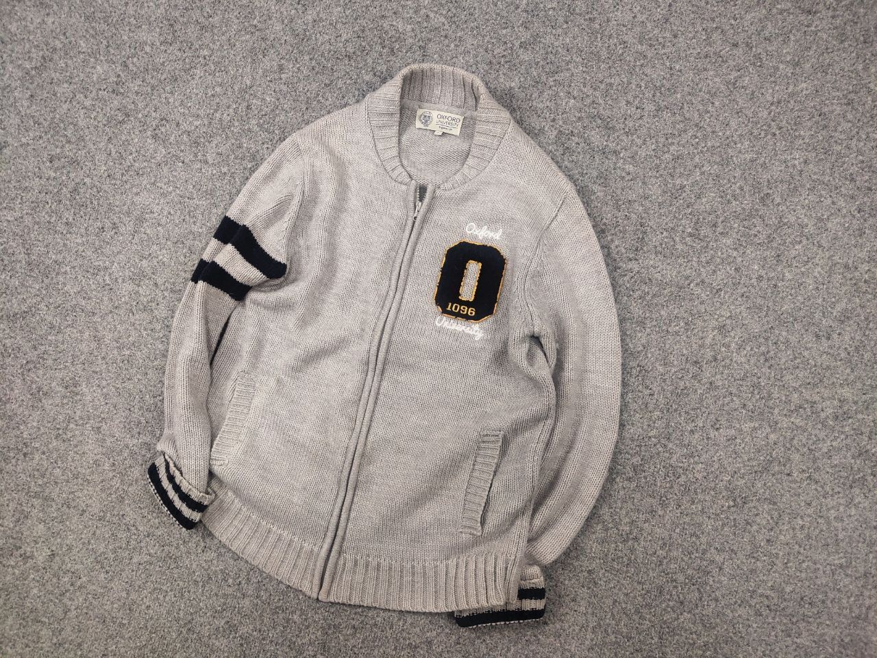Oxxford Clothes Vintage Oxford University Pulover Logo Knit Zip Gray Sweater Size US L / EU 52-54 / 3 - 4 Thumbnail