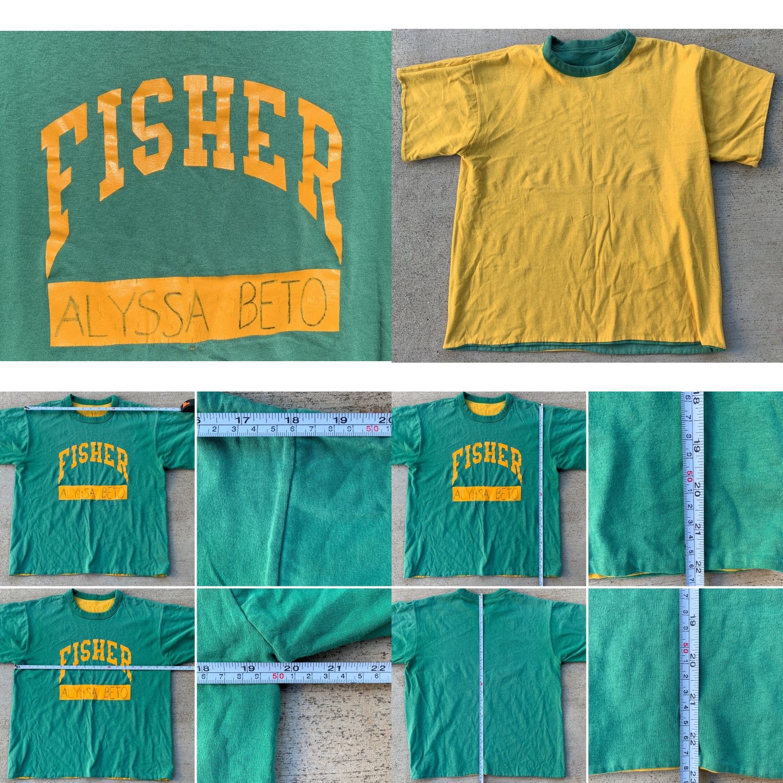 Vintage VINTAGE FISHER PE Shirt Reversible T-Shirt Graphic Tee Men S/M Green Short Sleeve Reversible Graphic Tee Size US S / EU 44-46 / 1 - 8 Thumbnail