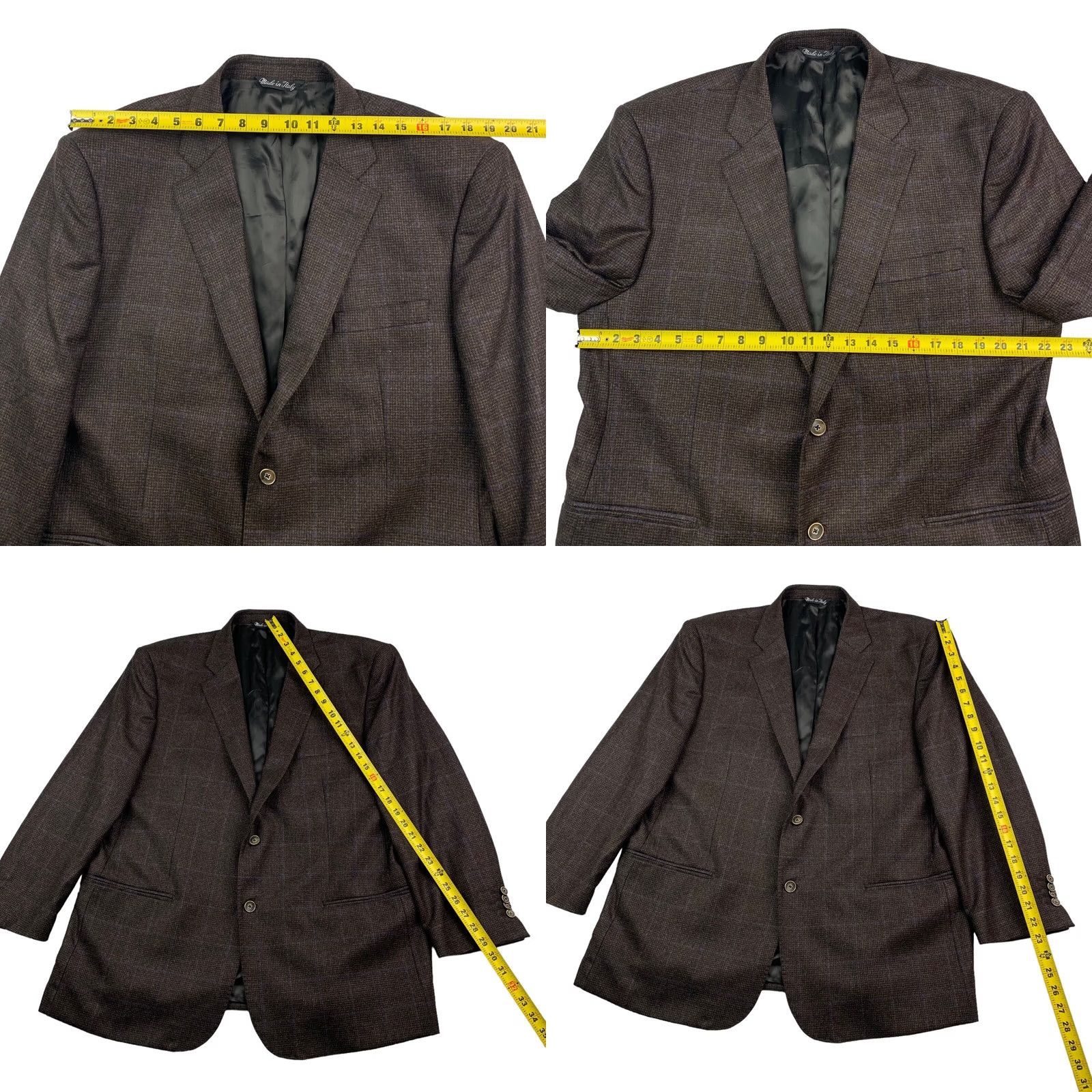 Vintage G. Manzoni Blazer Men's 44 Regular Brown Blue Plaid 100% Wool Italy Two-Button Jacket Coat Shirt Category: Blazer Size 44R - 8 Thumbnail