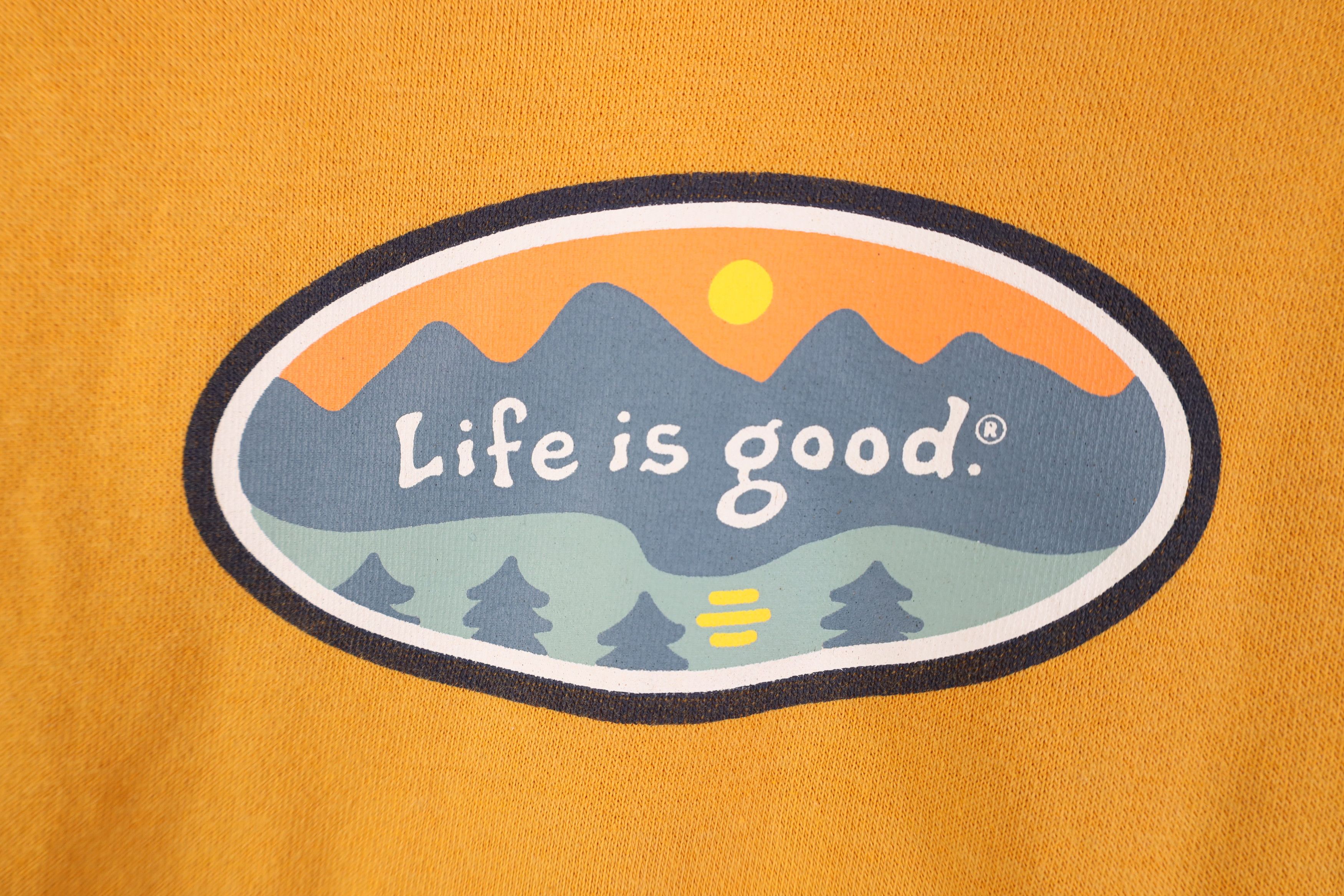 Life is Good Life Is Good Spell Mountains Trees Hoodie Sweatshirt Yellow Size US XL / EU 56 / 4 - 4 Thumbnail