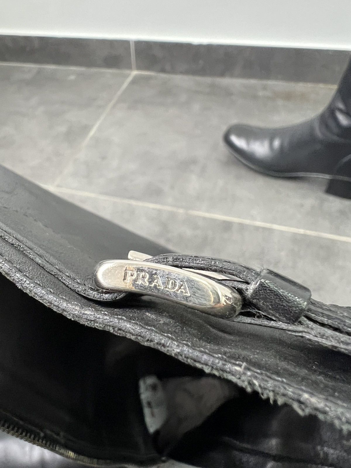 Prada PRADA Boots Logo Belt Biker Moto Zip Shoes Vintage Size US 8 / IT 38 - 20 Thumbnail