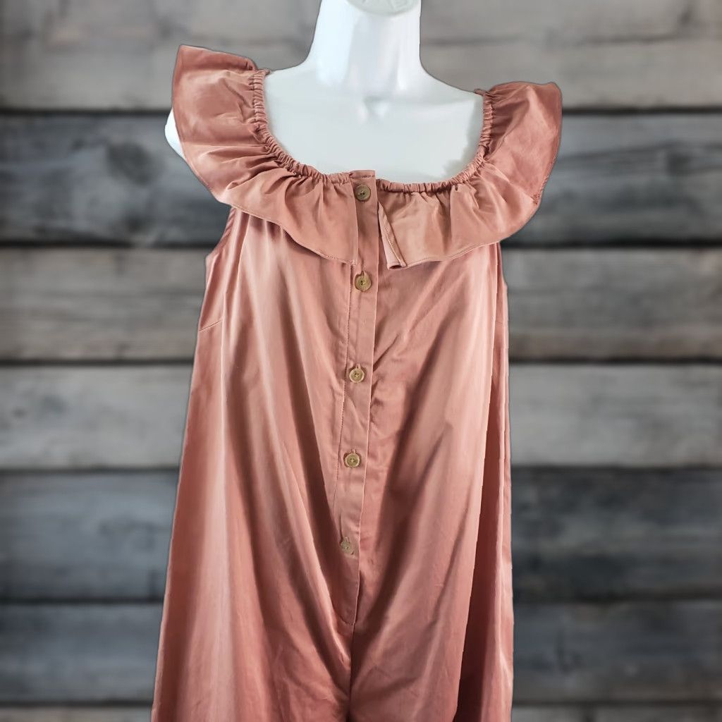 Vintage The Nines by Hatch Jumpsuit Womens XS Pink Sleeveless Ruffle Button Front Cotton Blend One-Piece Maternity Size 26" / US 2 / IT 38 - 1 Thumbnail