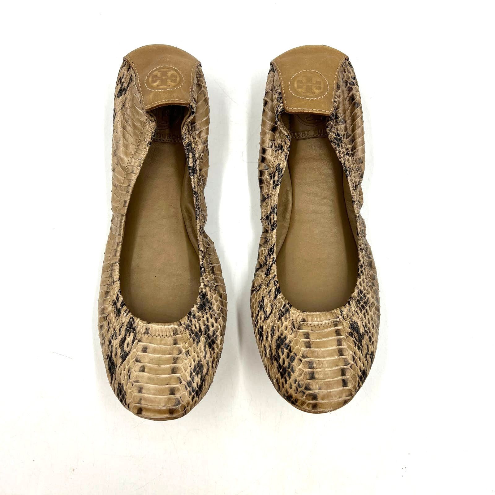 Tory Burch Tory Burch Eddie Python Ballet Flats Clay Snake Leather Size US 9.5 / IT 39.5 - 1 Thumbnail