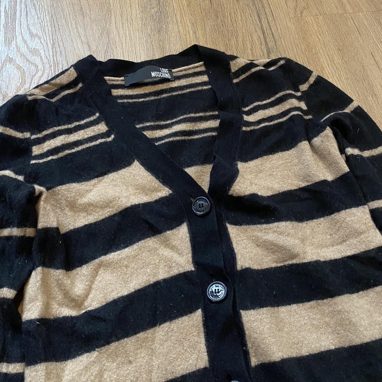 Love Machine Wool Tan and black striped cardigan #stripedcardigan Size US S / EU 44-46 / 1 - 2 Thumbnail