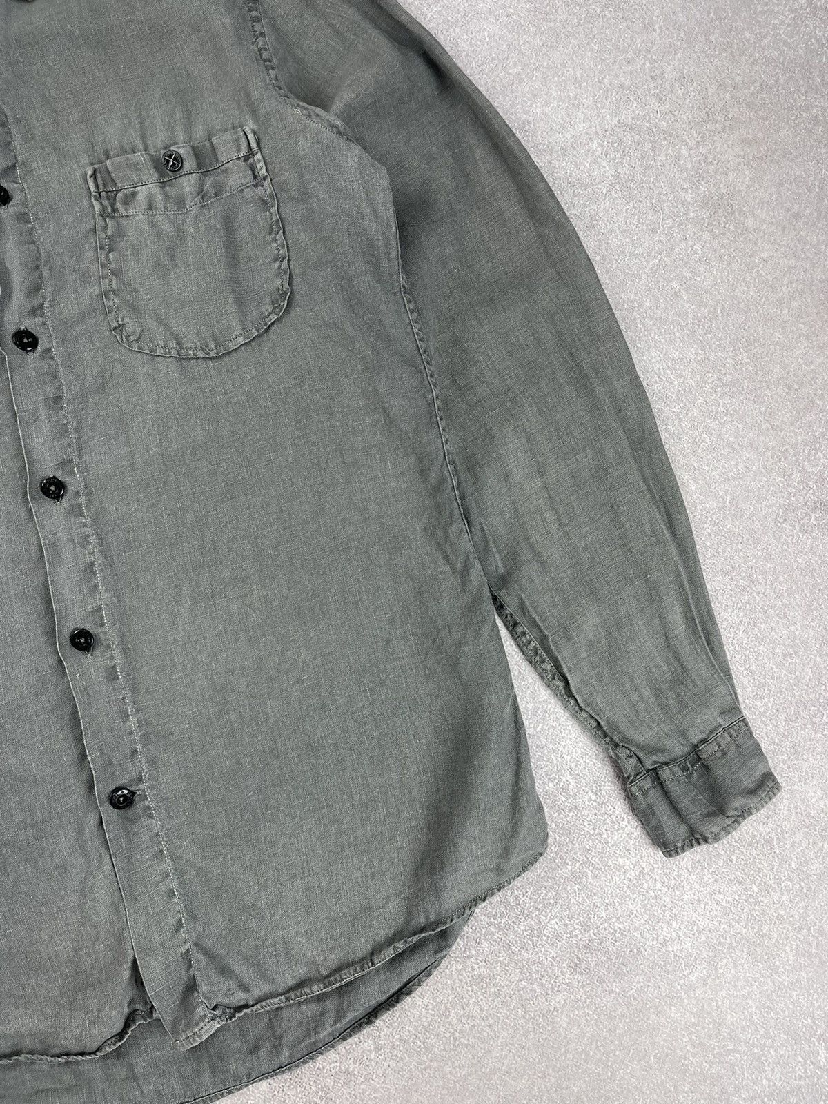Stone Island Stone Island Long Sleeve Linen Shirt Size US M / EU 48-50 / 2 - 2 Thumbnail