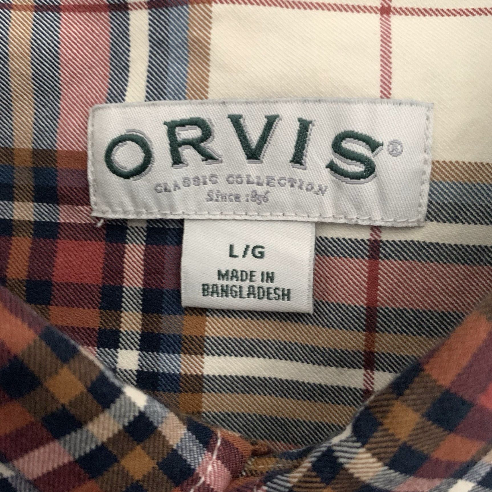 Orvis Orvis Shirt Mens Large Ivory Rust Plaid Button Up Long Sleeve 100% Cotton Casual Size US L / EU 52-54 / 3 - 2 Thumbnail