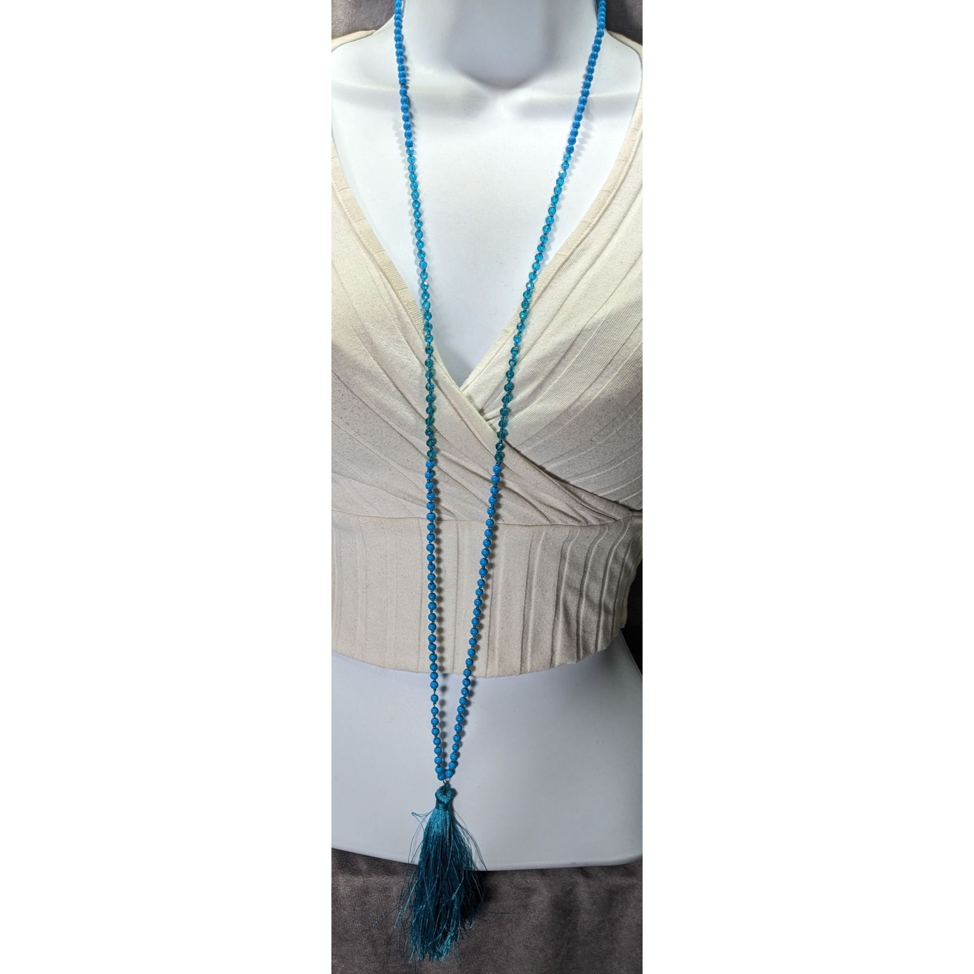 Other Blue Beaded Necklace With Tassel Pendant Size ONE SIZE - 3 Thumbnail