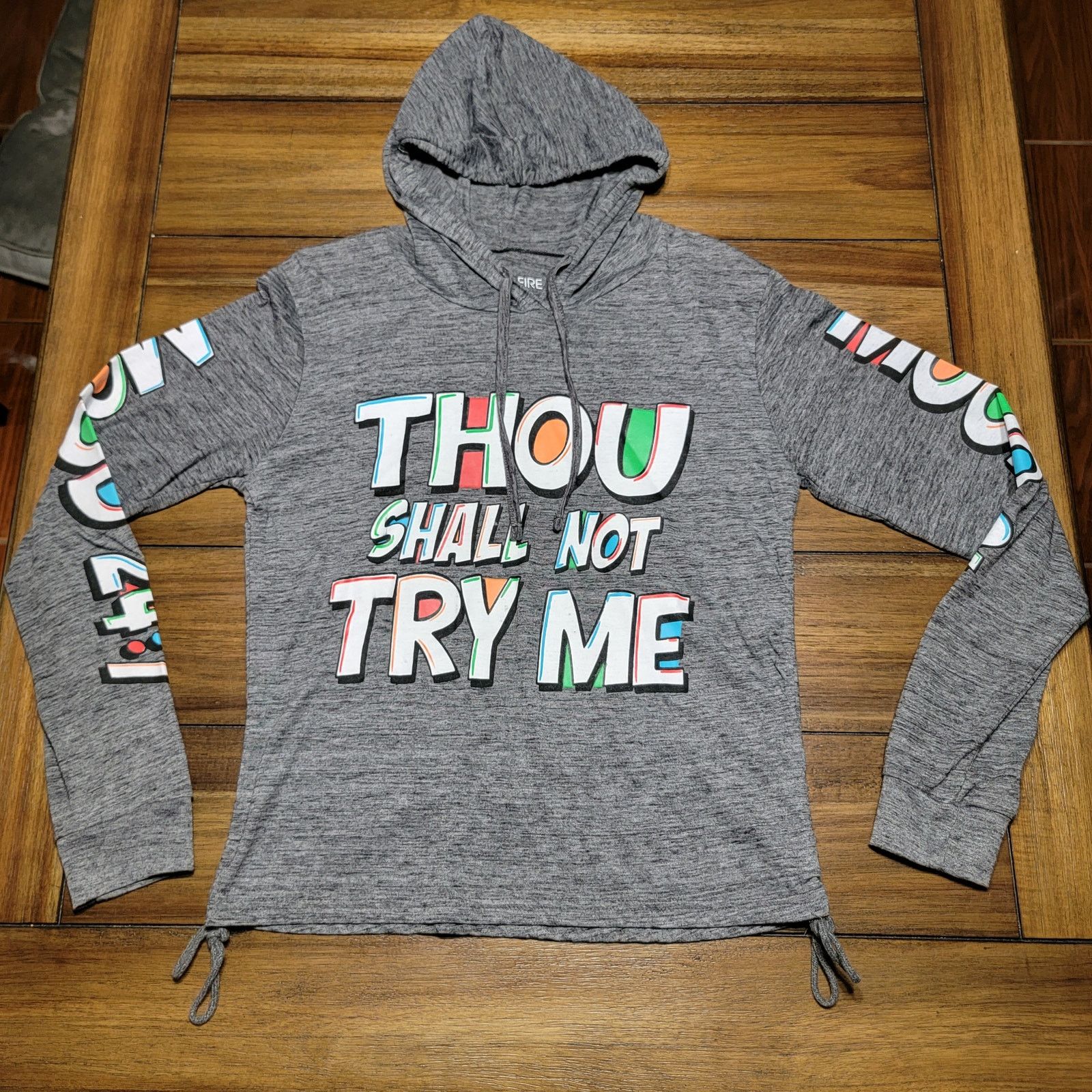 Other On Fire LS Hooded Cropped Tee "Thou Shall Not" - Size Small Size S / US 4 / IT 40 - 1 Thumbnail