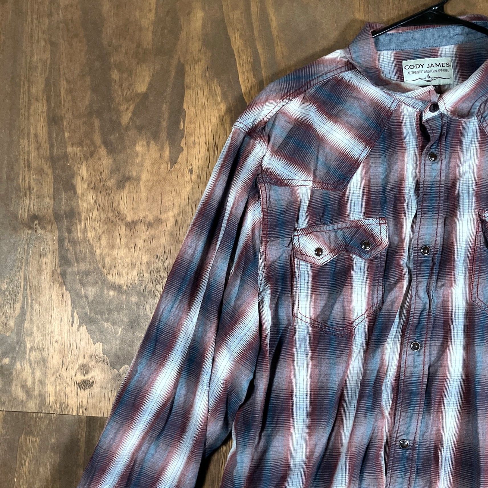 Cody James Cody James Mens Shirt Western Plaid Navy Red 3XLT Pearl Snap Button-Up Collared Long Sleeve 3XLT Casual Workwear Big & Tall Size US XXL / EU 58 / 5 - 4 Thumbnail