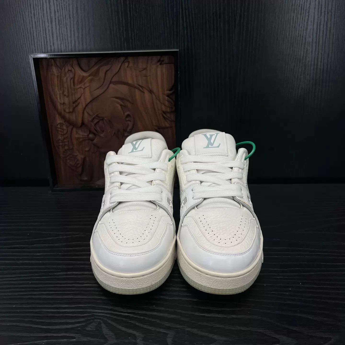 Louis Vuitton LV Trainer White Cement 37.5 Near Mint Original Box Size US 7 / IT 37 - 4 Thumbnail